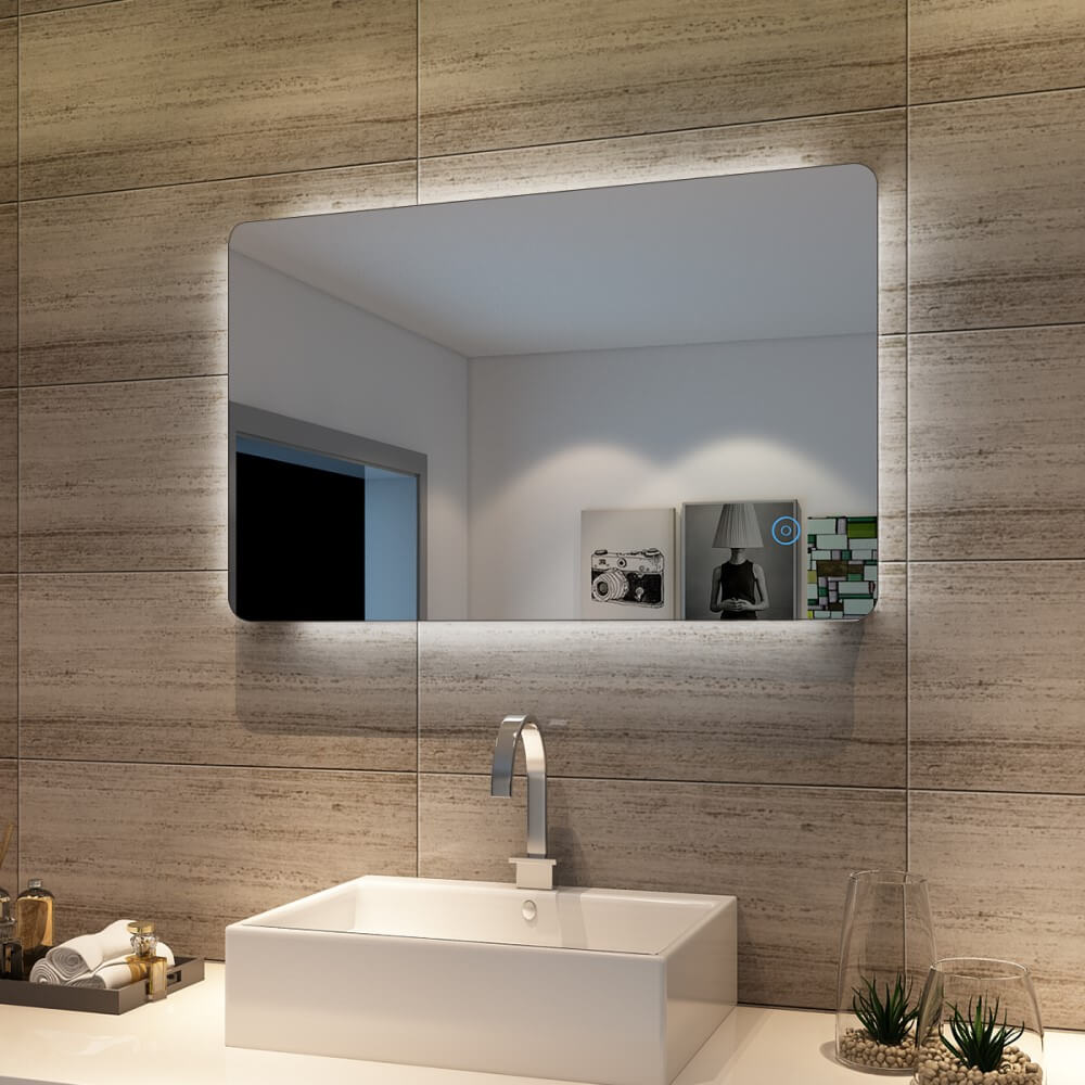 800x500mm LED Backlit Bathroom Mirror with Anti-Fog - Modern Vanity Mirror for Makeup & Shaving - Perfect for Small Bathrooms & Dressing Rooms