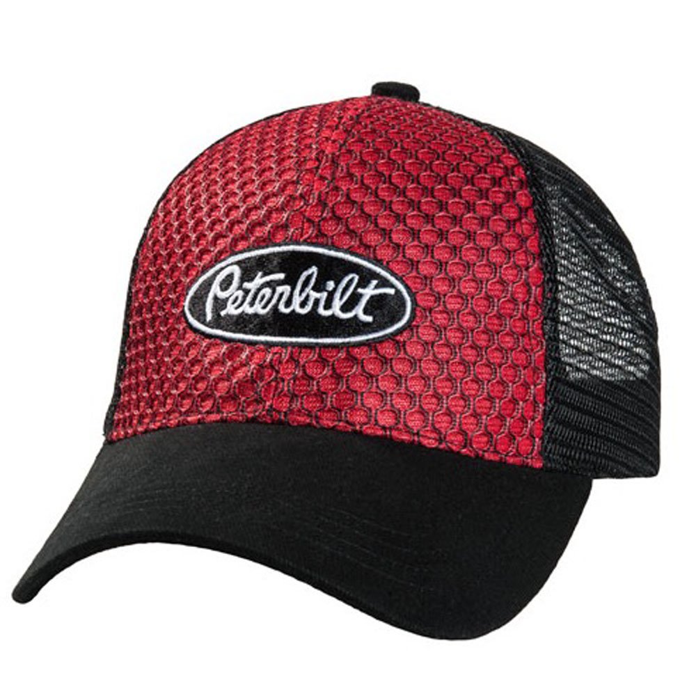 Peterbilt Motors Red & Black Honeycomb Mesh Trucker Cap - Stylish & Breathable Hat for Truck Drivers, Fans & Outdoor Enthusiasts - Perfect for Driving, Work & Casual Wear