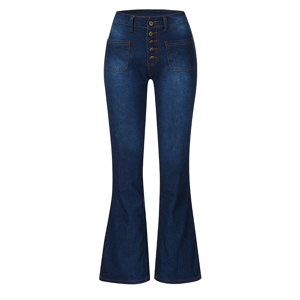 Women's High Rise Bootcut Jeans - Classic Stretch Skinny Denim Pants, Comfortable Fitted Plus Size Trousers for Casual Wear & Everyday Outfits