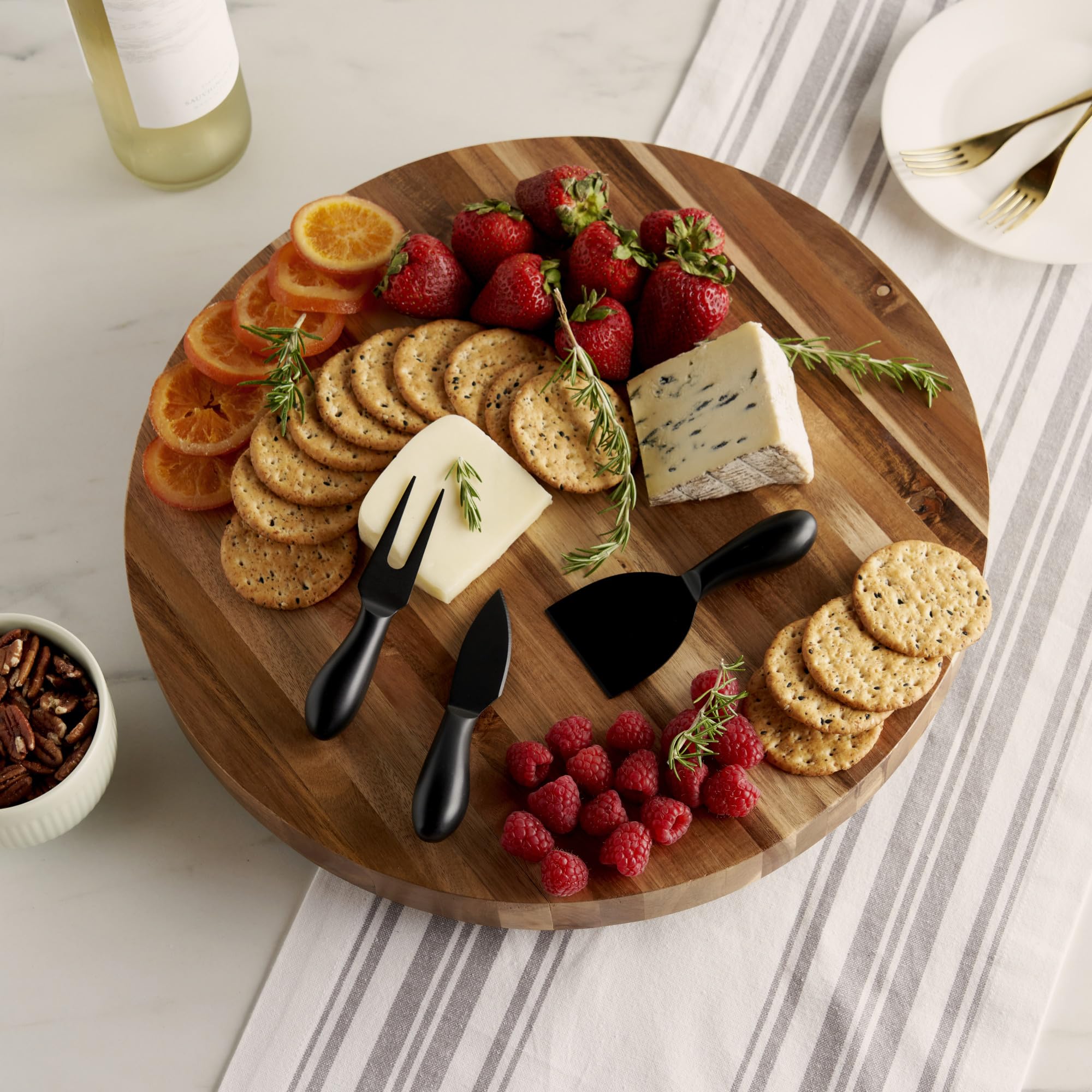 Premium Acacia Wood Cheese Board and Knife Set - 16