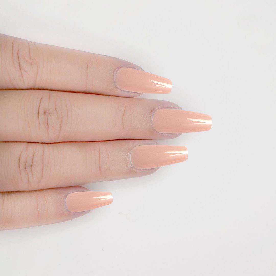 96 Pcs Colorful Fake Nails Set - 4 Pack Long Ballet Coffin Shape Acrylic Nails in Pink, Nude & Champagne | Full Cover Artificial Nails with UV Gel Coat | Perfect for Parties, Weddings & Special Occasions