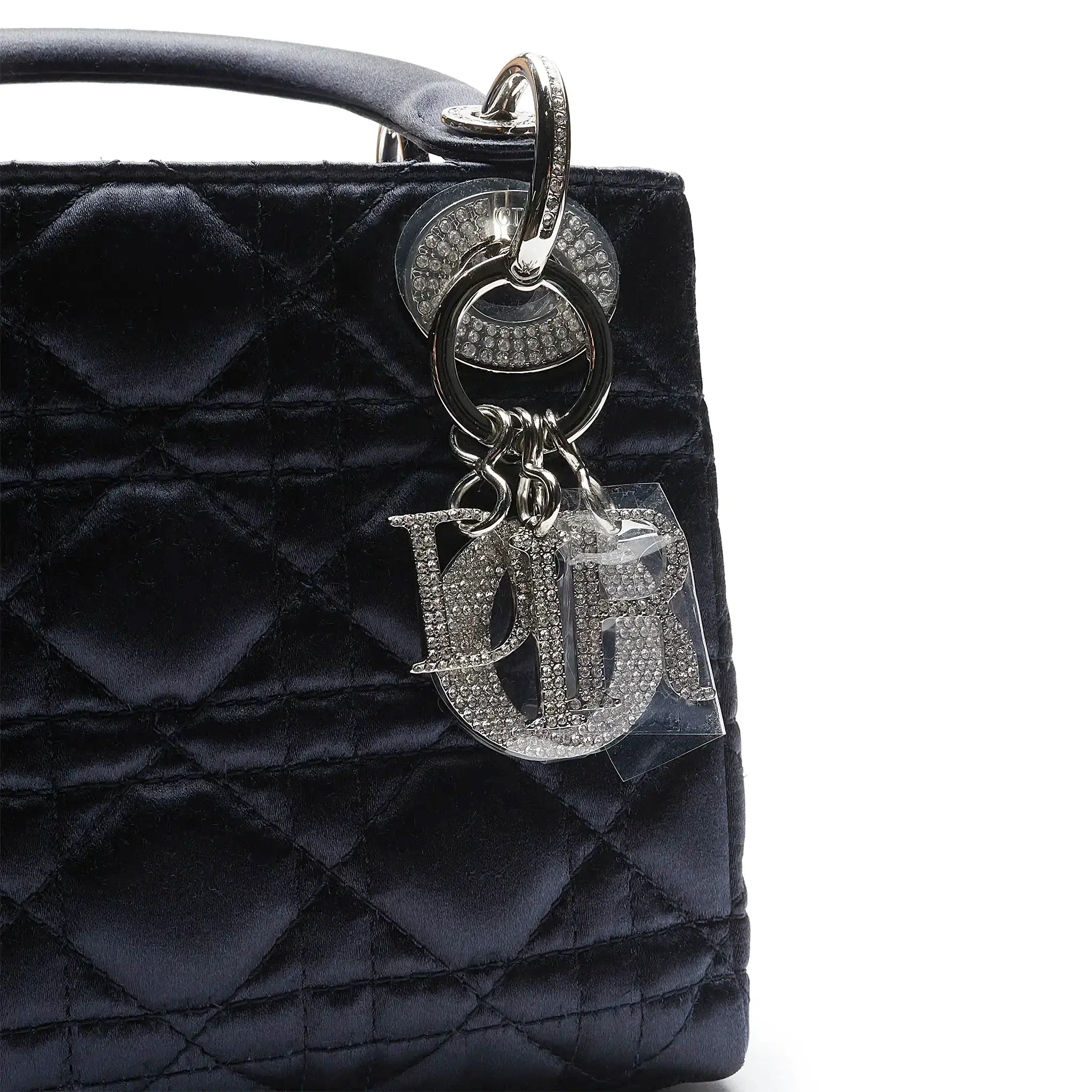Dior Lady Dior Mini Handbag in Satin Blue - Limited Edition Diana Bag for Women | Perfect for Evening Parties, Weddings & Luxury Gift Giving
