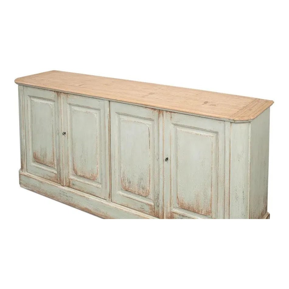 4-Door Sideboard Buffet Cabinet in Sage Green - Stylish Storage for Dining Room, Living Room & Entryway