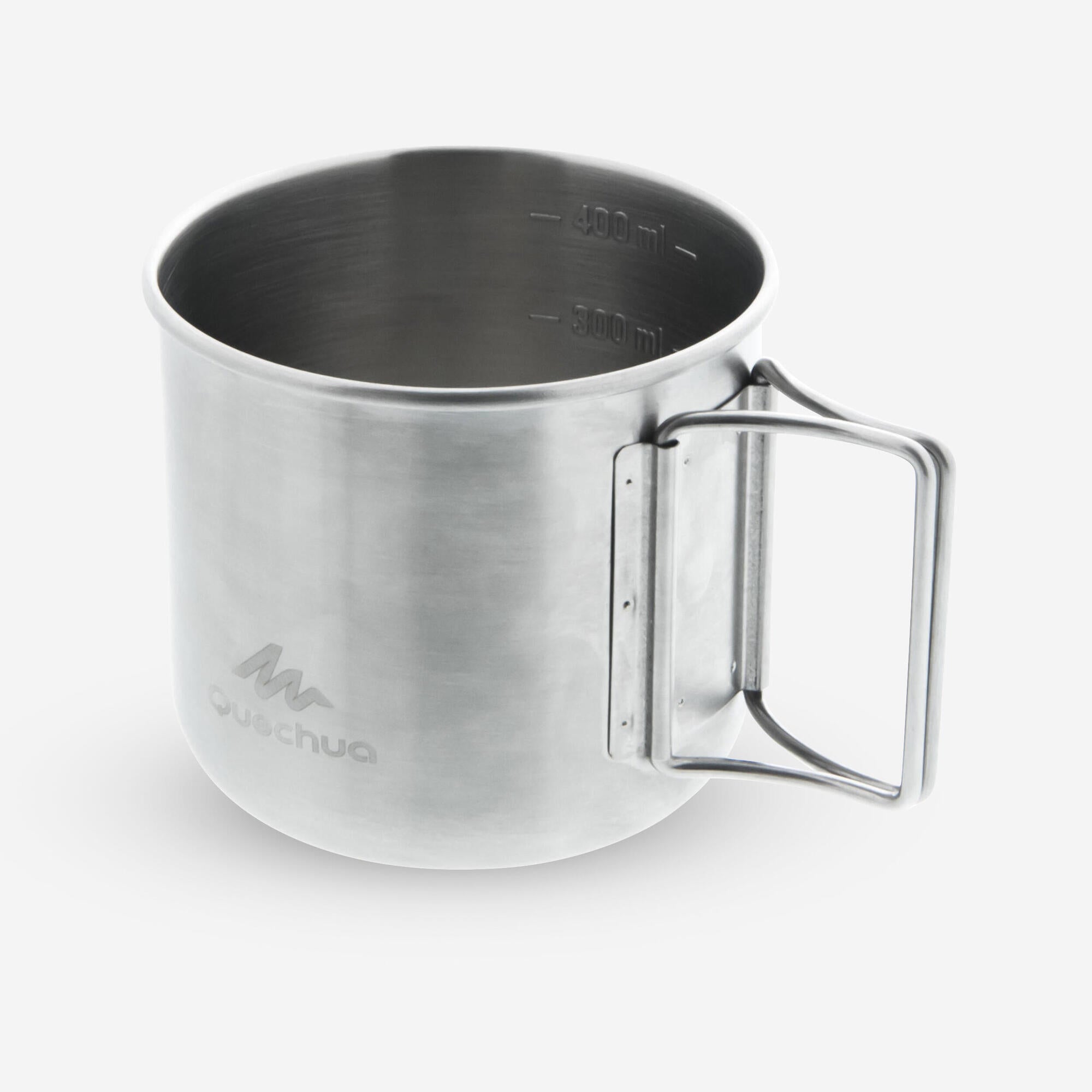 Quechua MH150 0.4L Stainless Steel Camping Mug - Insulated Travel Coffee Cup for Hiking, Backpacking & Outdoor Adventures