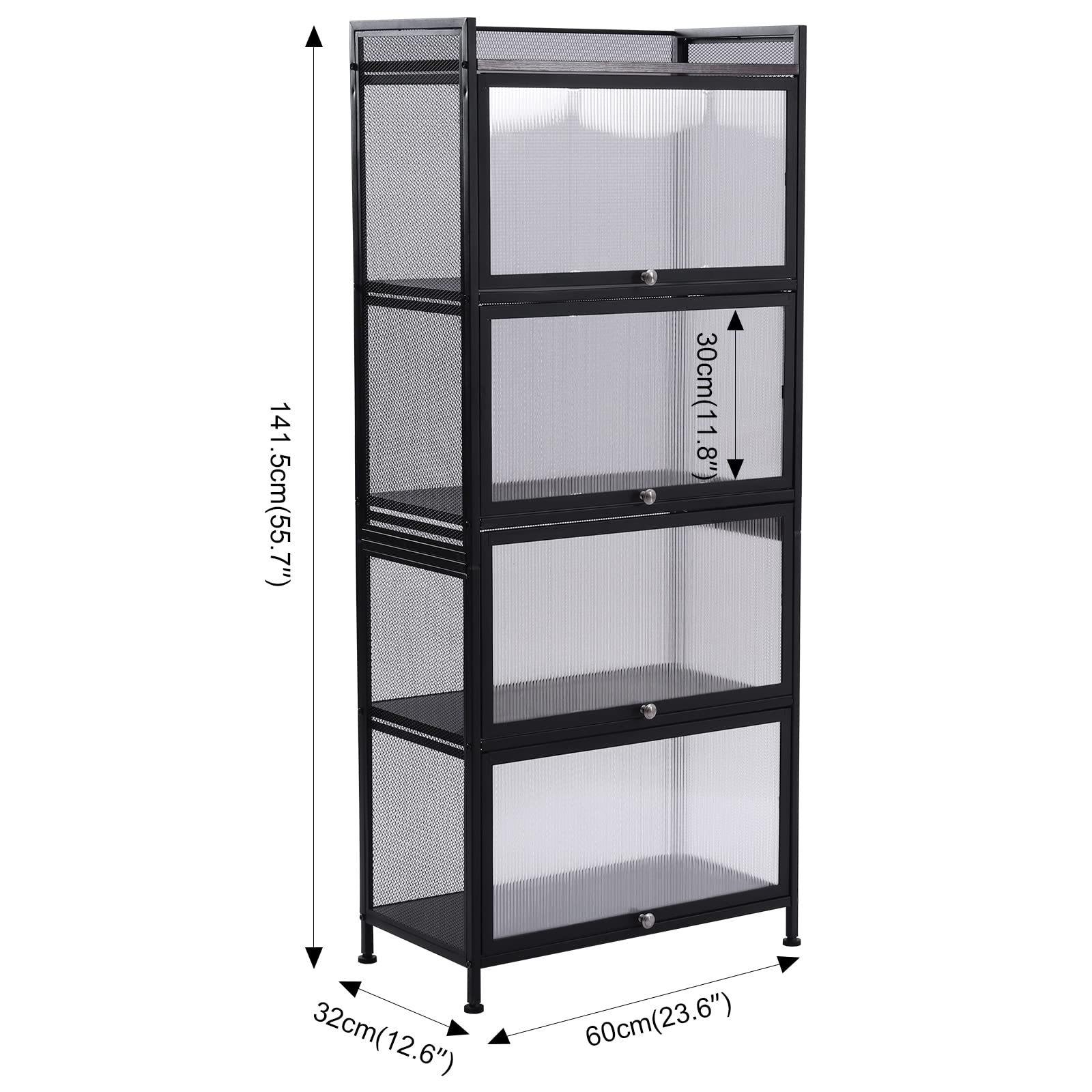 5-Tier Storage Cabinet - Large Capacity Kitchen Organizer with Transparent PC Doors | Multi-Functional Shelf for Pantry, Bathroom, Garage, Office & Closet Organization | Bookshelf, Shoe Rack & Home Storage Solution