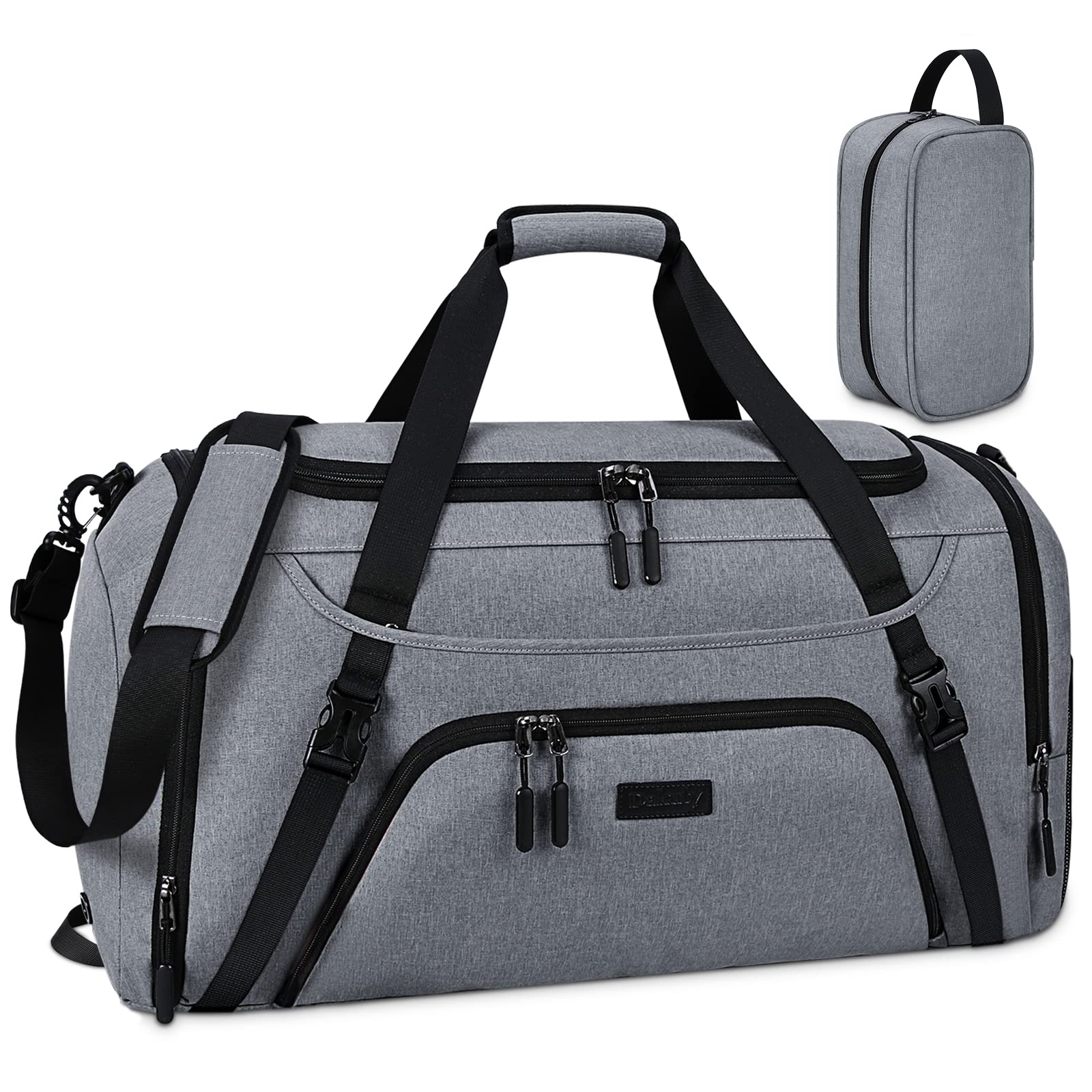 40L Waterproof Gym Duffle Bag for Women & Men - Sports Travel Duffel with Shoe Compartment & Wet Pocket - Large Weekender Overnight Bag with Toiletry Bag (Grey) - Perfect for Gym, Travel & Weekend Getaways