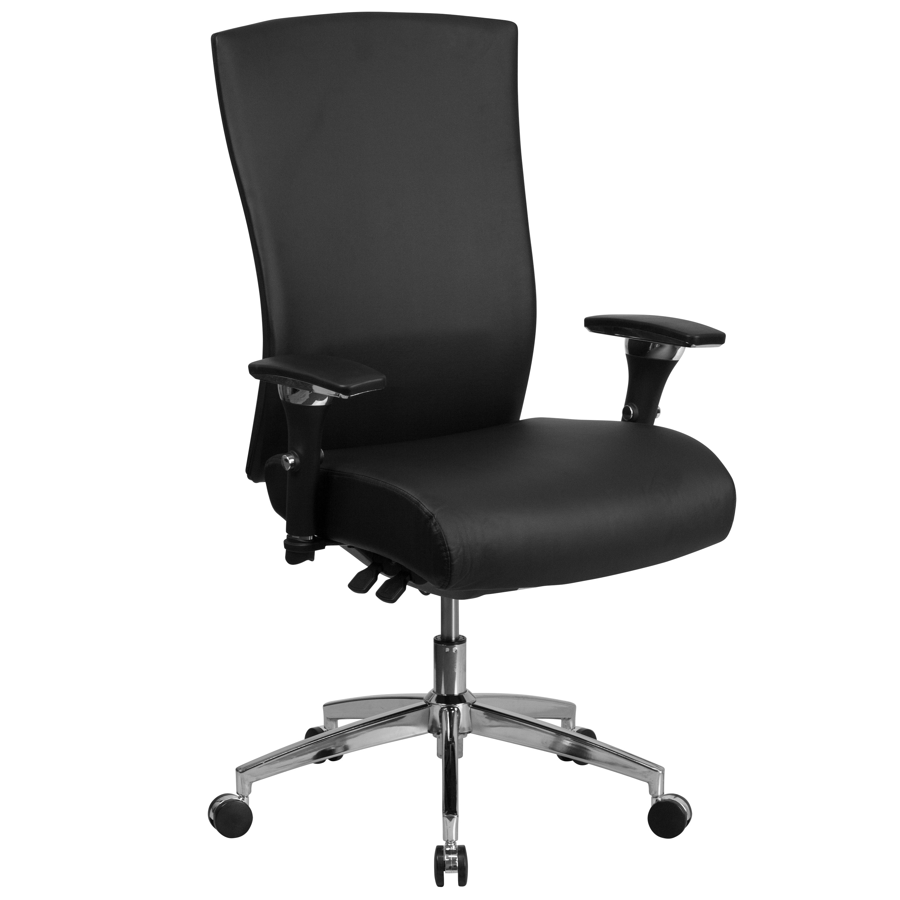 FLASH HERCULES Series 24/7 Heavy Duty 300 lb. Capacity Black LeatherSoft Ergonomic Office Chair with Seat Slider - Perfect for Long Work Hours, Gaming & Home Office Use