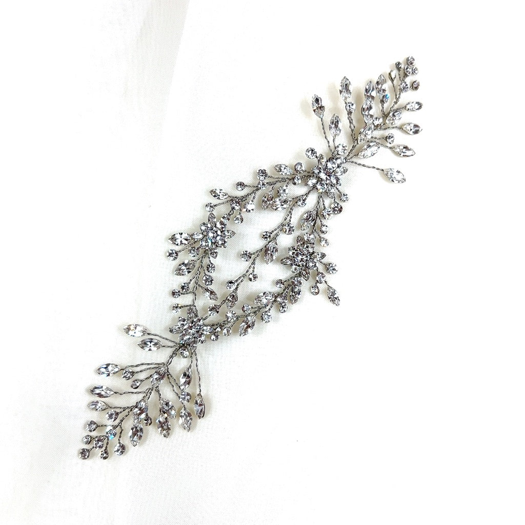 Elegant Flowing Crystal Vine Necklace No. 242464 - Perfect for Weddings, Parties & Special Occasions