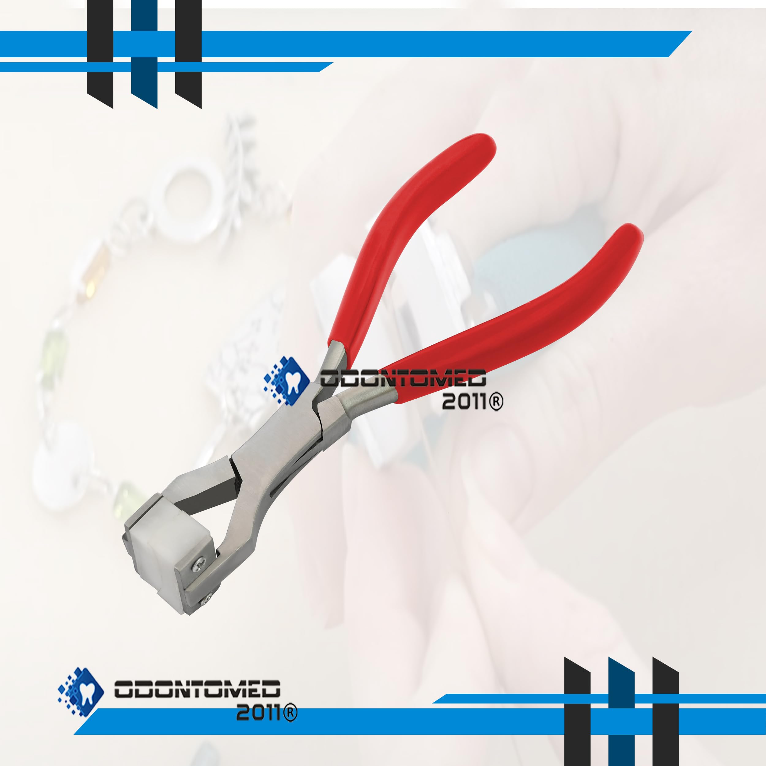 Professional Stainless Steel Jewelry Pliers Set - OdontoMed2011 Bracelet Repair Tool with Nylon Jaws & Red Grip Handle for Ring Bending, Spring Forming & Jewelry Making | Perfect for DIY Crafts, Jewelry Repair & Metalworking Projects