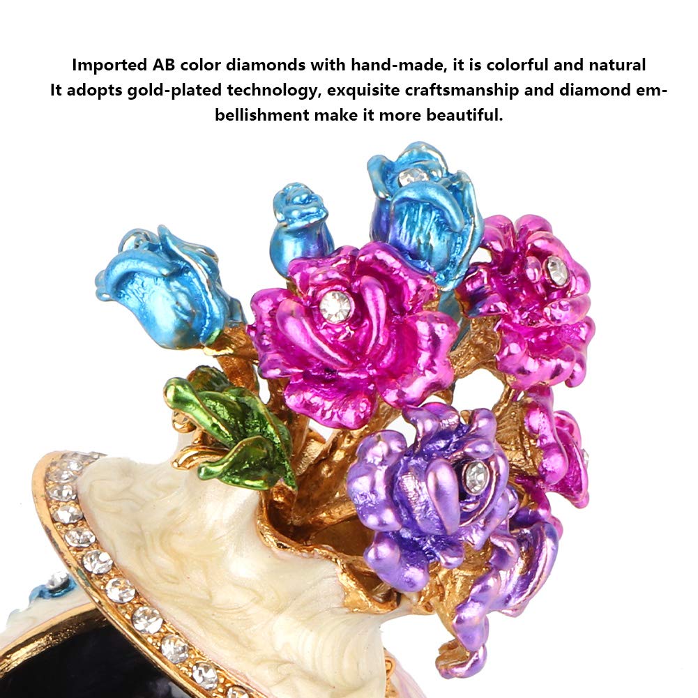 Elegant Purple Mini Enameled Jewelry Box with Rose Flower Design - Hinged Ring Holder & Decorative Trinket Box for Women & Girls - Perfect for Dresser Organizer, Gift Giving & Home Décor