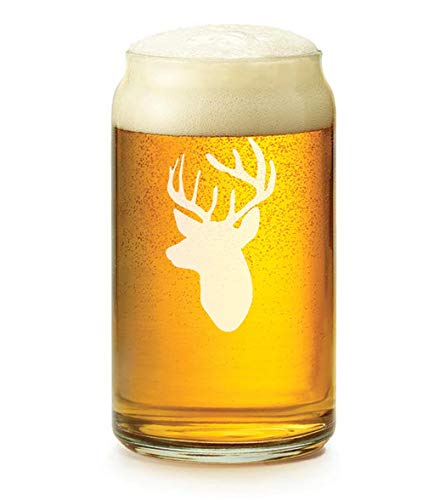 16 oz Beer Can Glass with Deer Head and Antlers - Perfect for Hunting Lodge, Man Cave, or Outdoor Party Decor