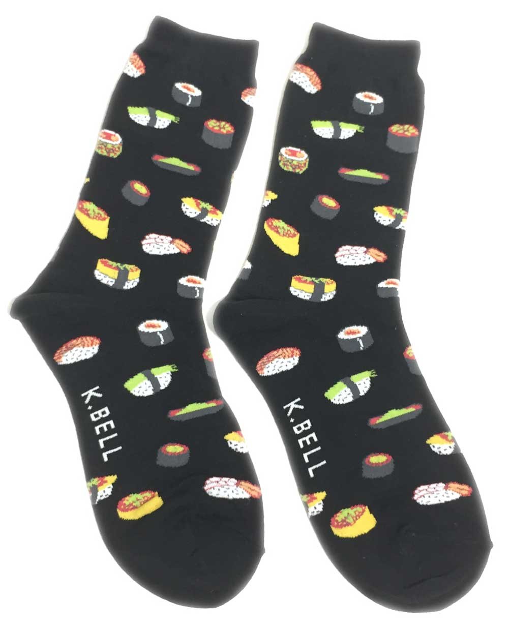 Japanese Sushi Novelty Cotton Crew Socks for Women - Black | Fun Kawaii Food-Themed Socks for Cosplay, Gift Giving & Anime Lovers