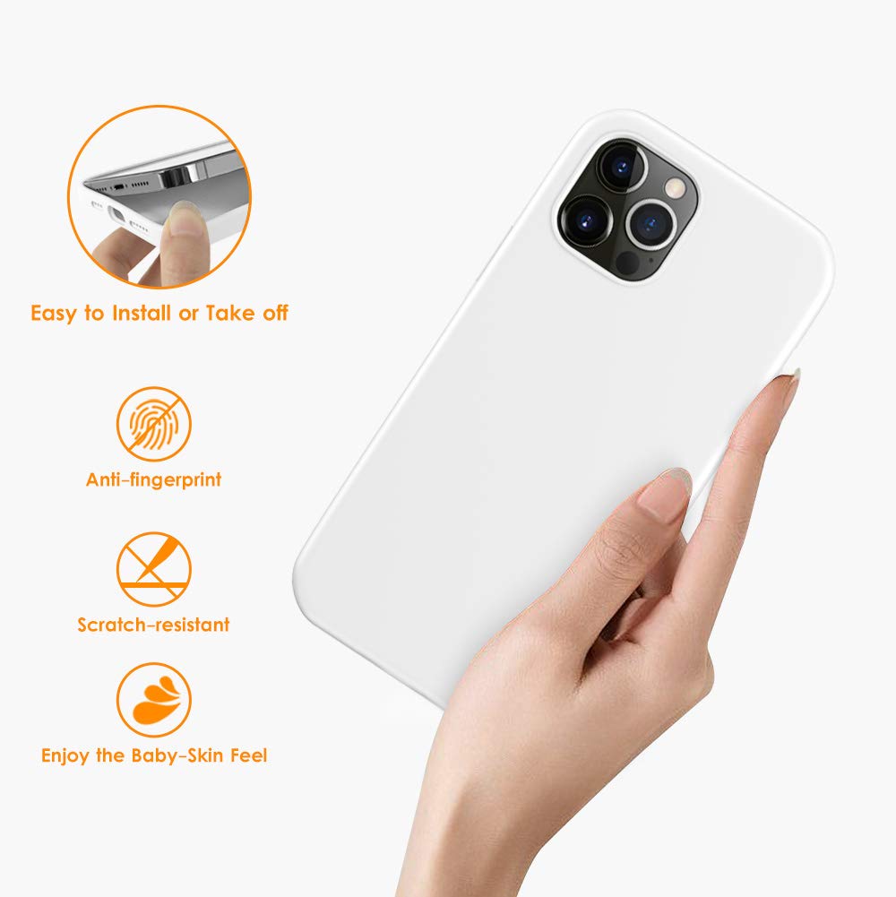DTTO Shockproof Silicone Case for iPhone 12 Pro Max (6.7 inch 2020) - Full Body Protection with Honeycomb Cushion & Raised Camera/Screen Edges - Slim Fit Soft Rubber Cover (White) | Perfect for Outdoor Activities, Travel & Daily Use