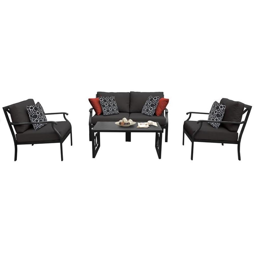TK Classics Kathy Ireland Madison Ave. 5-Piece Aluminum Patio Furniture Set in Black - Outdoor Dining Set for Garden, Poolside & Backyard Relaxation