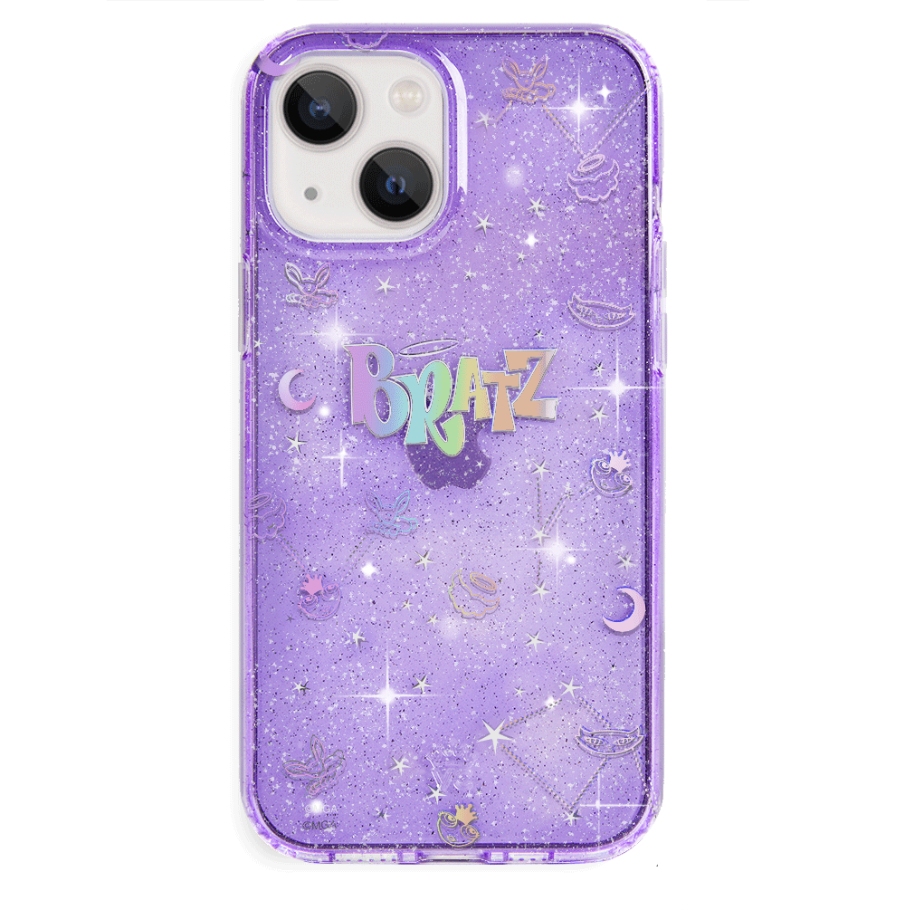 Bratz Celestial Glitter iPhone Case - Trendy Protective Phone Cover for iPhone 13/14/15 - Sparkly Glam Design for Girls & Teens - Perfect for School, Parties & Everyday Use