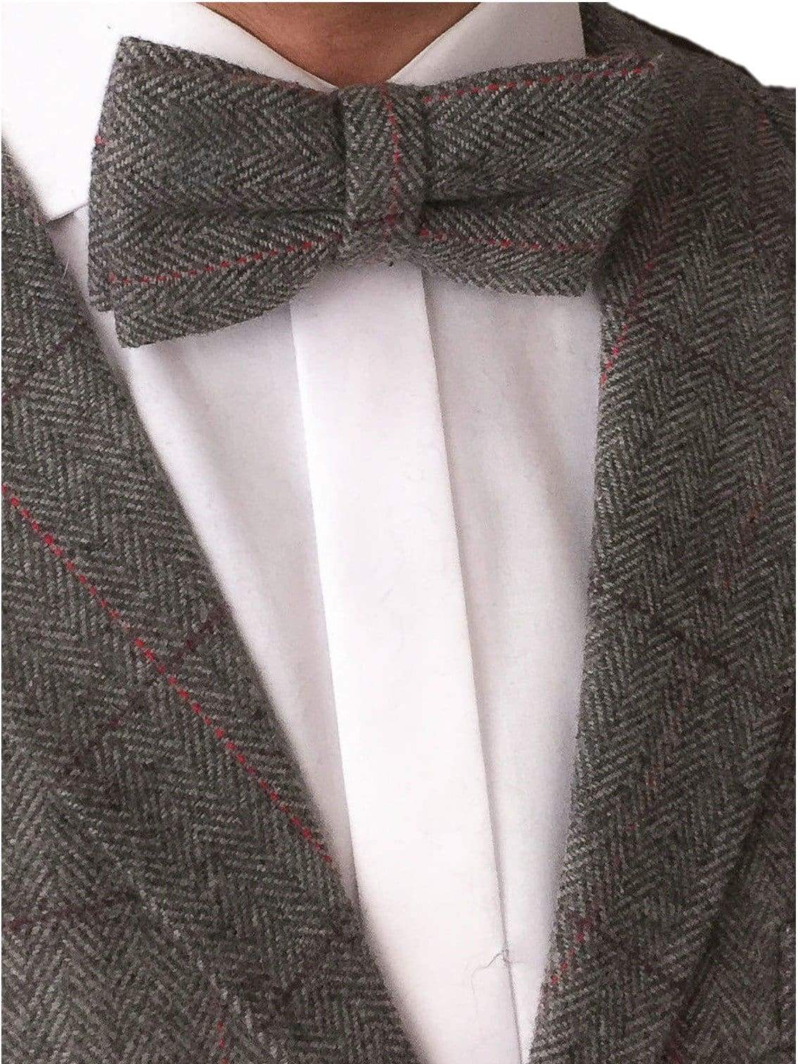 LA Smith Grey Check Tweed Bow Tie - Classic Men's Formal Accessory for Weddings, Parties & Special Occasions