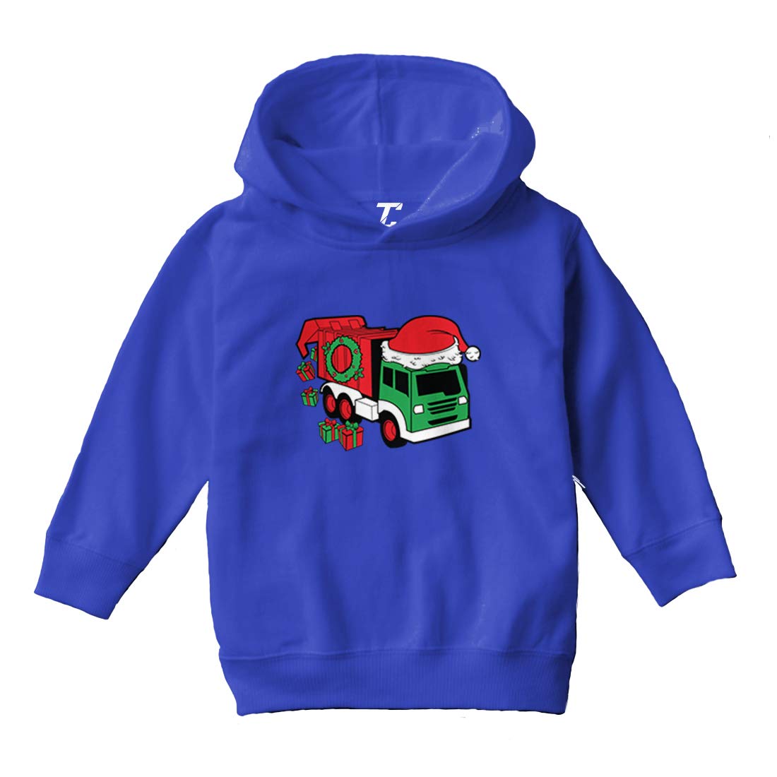Christmas Garbage Truck Fleece Hoodie with Wreath Lights - Cozy Toddler & Youth Pullover for Holiday Parties & Winter Outings