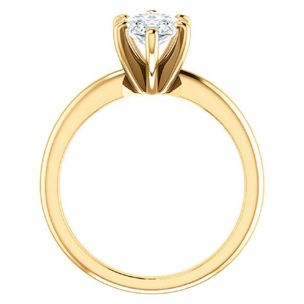 10K Solid Yellow Gold Handmade Marquise Cut Moissanite Engagement Ring - 1 CT Solitaire Wedding Band Set for Women, Her Proposal Ring | Perfect for Bridal Jewelry, Anniversary Gifts & Special Occasions