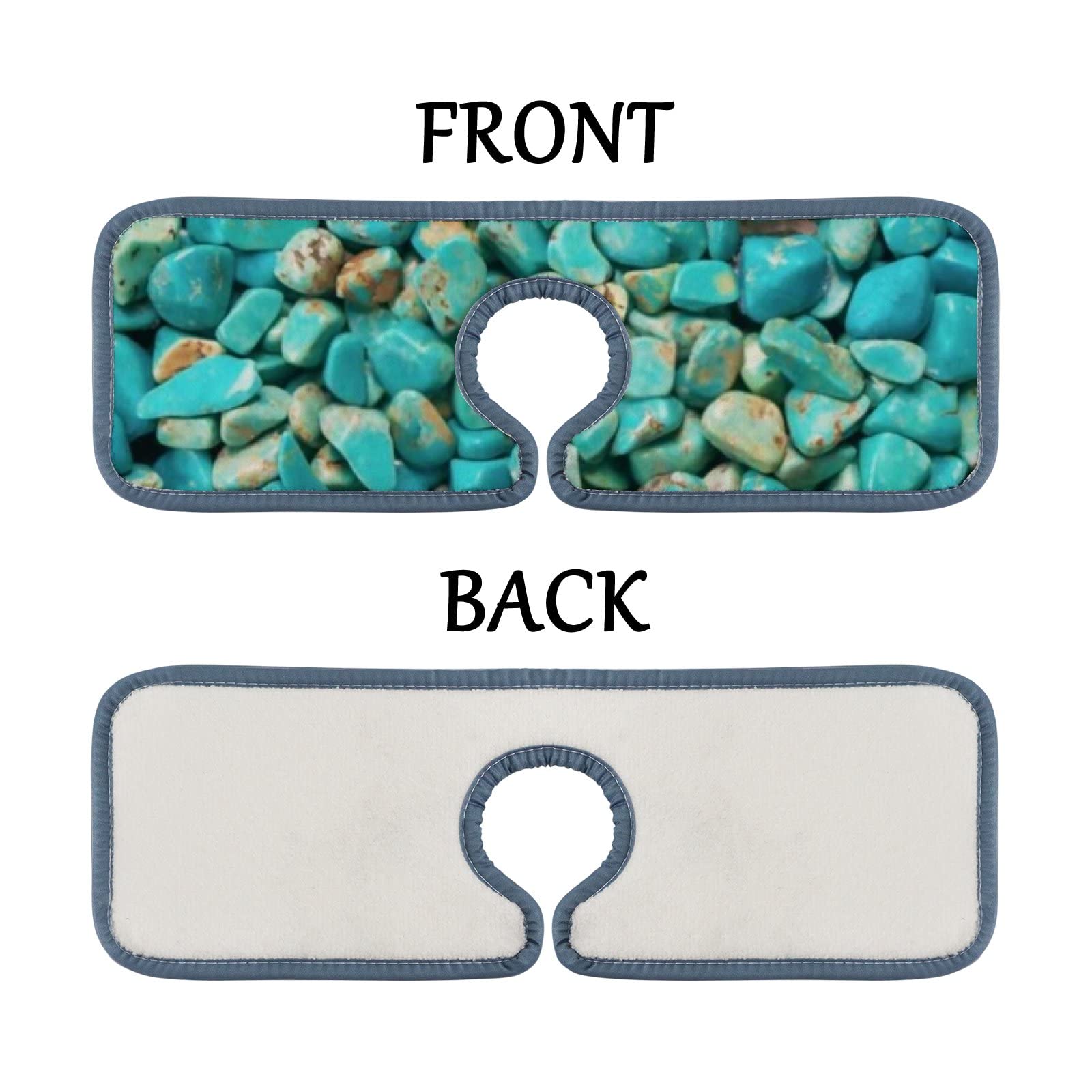 Turquoise Sink Faucet Mat 2 Pack - Splash Guard for Kitchen & Bathroom Countertops