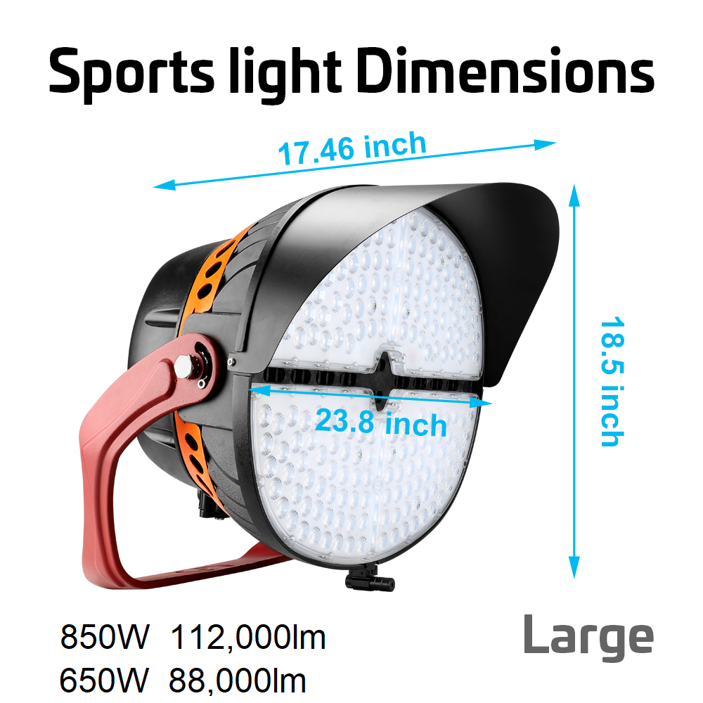 VEGA LED Sports Light 850W 118,000 Lumens 5000K Daylight White 120-277V 4H4V Beam Angle - Equivalent to 2000W Metal Halide - 10 Year Warranty - Perfect for Stadiums, Arenas, Tennis Courts & Outdoor Sports Fields
