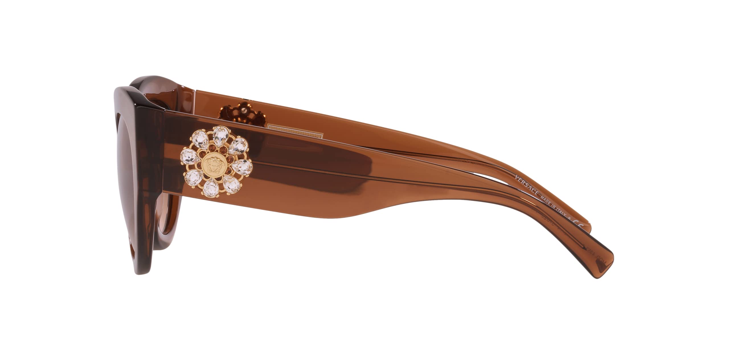 Versace Women's Sunglasses - Transparent Brown Frame with Light/Dark Brown Gradient Lenses (51MM) | UV Protection, Fashion Accessory for Beach, Driving & Outdoor Activities
