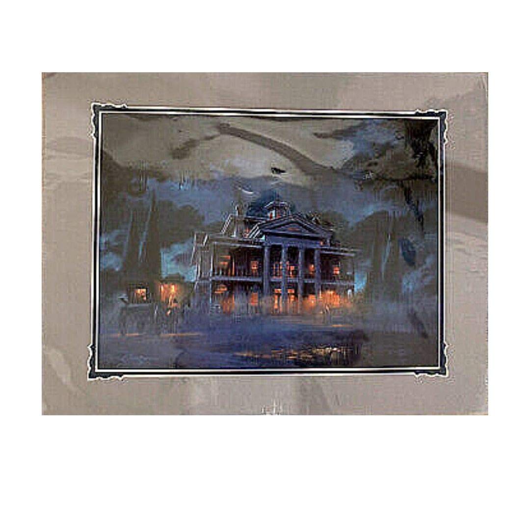 Disney Haunted Mansion at Night Print by John Nadeau - Spooky Gothic Wall Art for Halloween Decor, Home Theater, or Disney Fan Collection