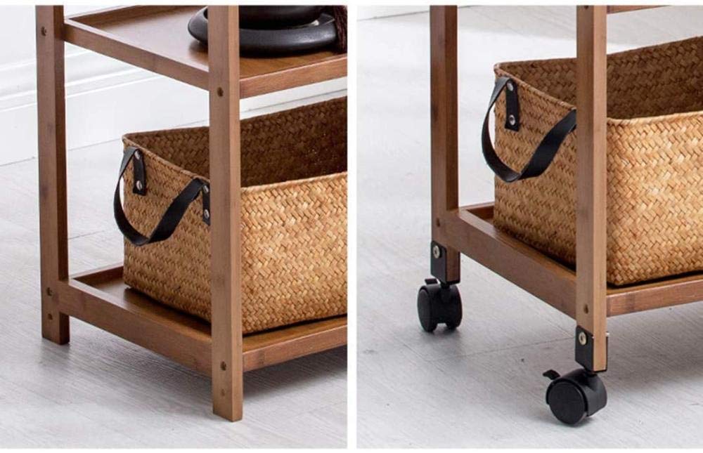 3-Tier Rolling Kitchen Cart with Storage - Mobile Serving Trolley for Catering, Living Room & Home Use - Brown Wooden Utility Cart for Dining, Entertaining & Food Display