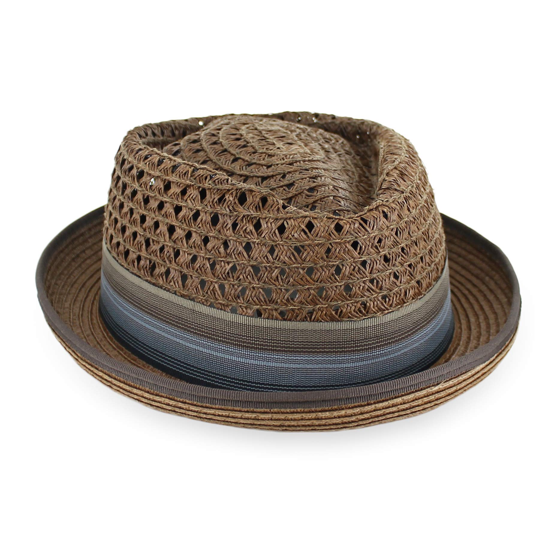 Summer Straw Porkpie Hat for Men & Women - Blue, Tan, Black | Beach & Outdoor