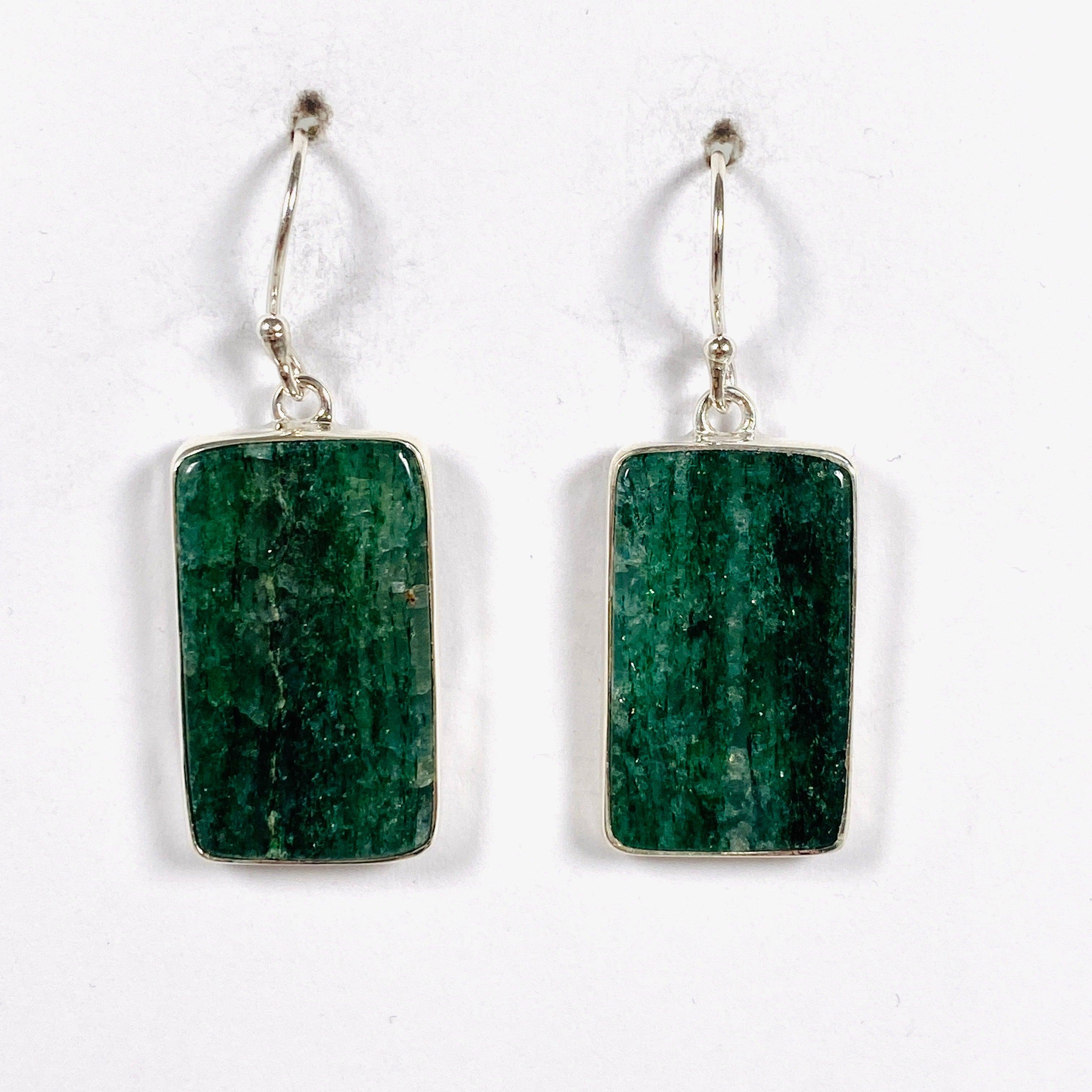 Green Aventurine Rectangular Earrings KEGJ1412 - Natural Stone Jewelry for Women, Healing Crystal Dangle Earrings for Daily Wear & Special Occasions