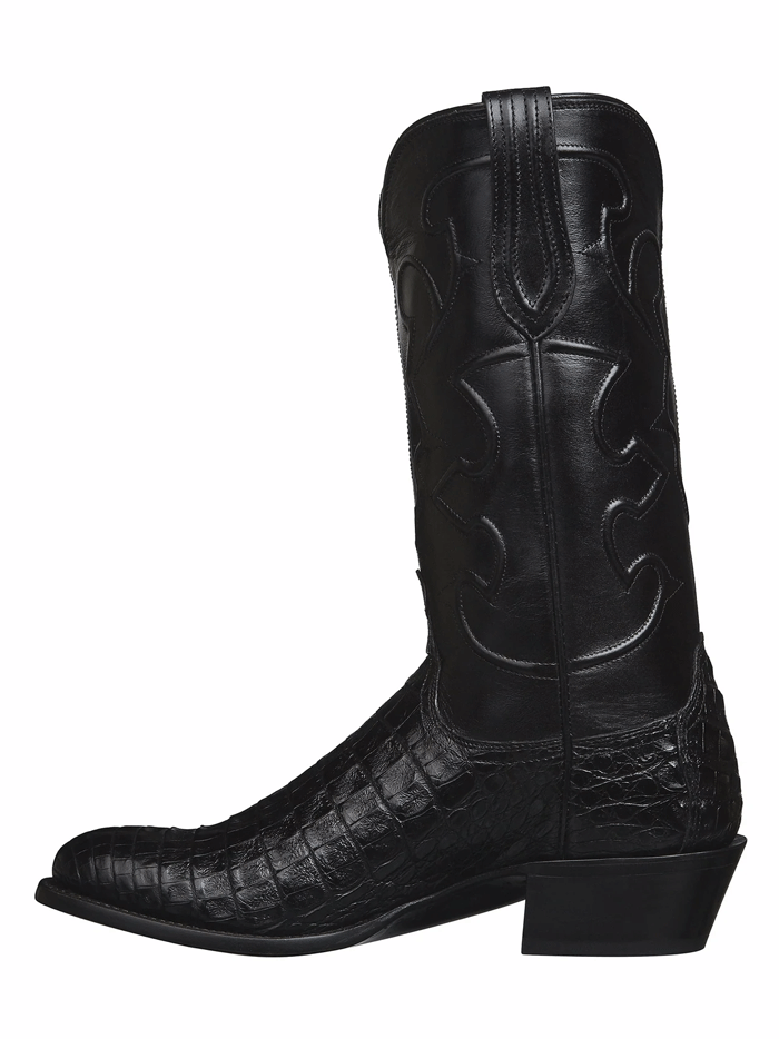 Lucchese M1636.R4 Men's Charles Belly Caiman Cowboy Boots - Black Western Boots for Rodeo, Country Dance & Casual Wear