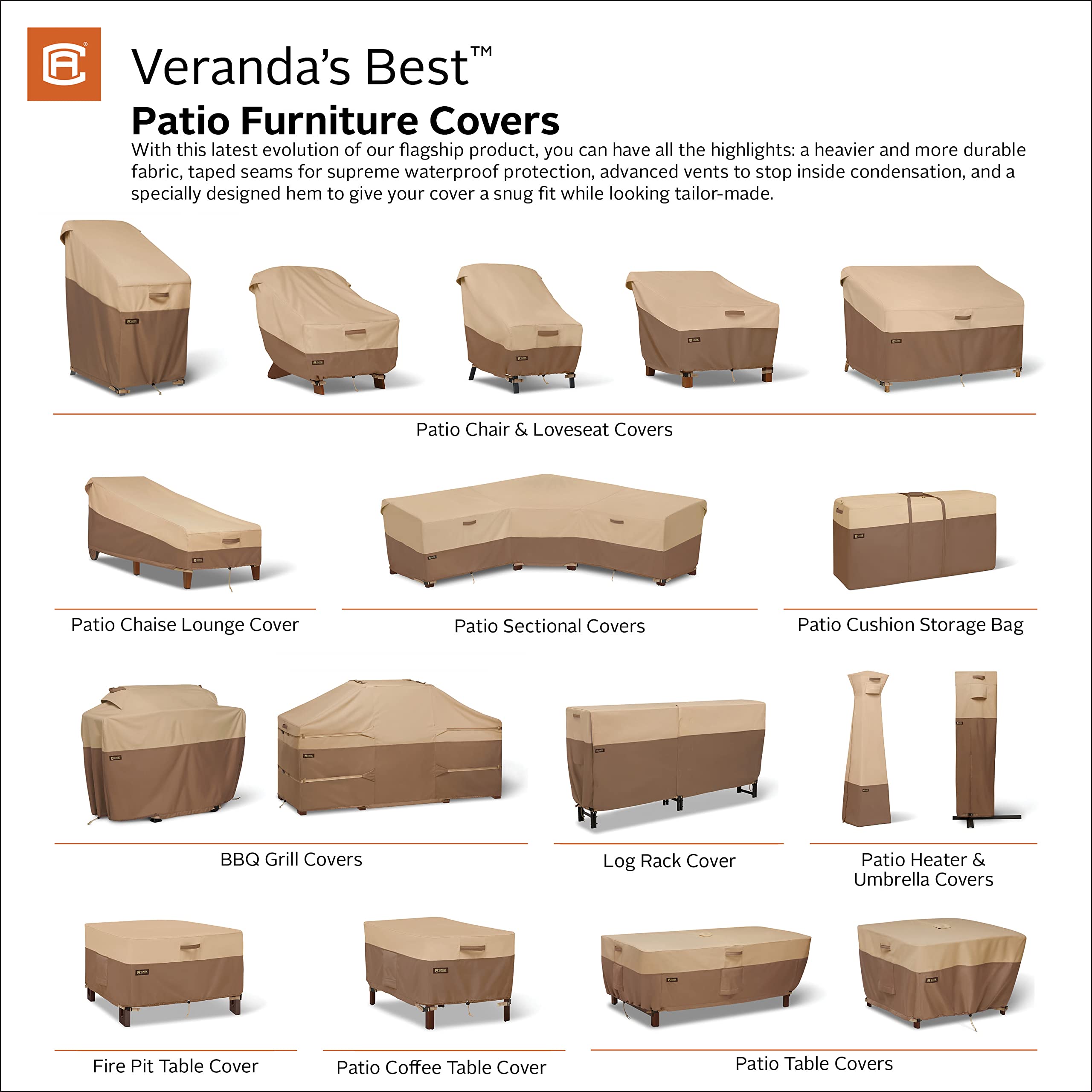 Classic Accessories Veranda's Best Waterproof Adirondack Patio Chair Cover, 32 x 34 x 36 Inch - Durable Outdoor Furniture Protection for All Seasons