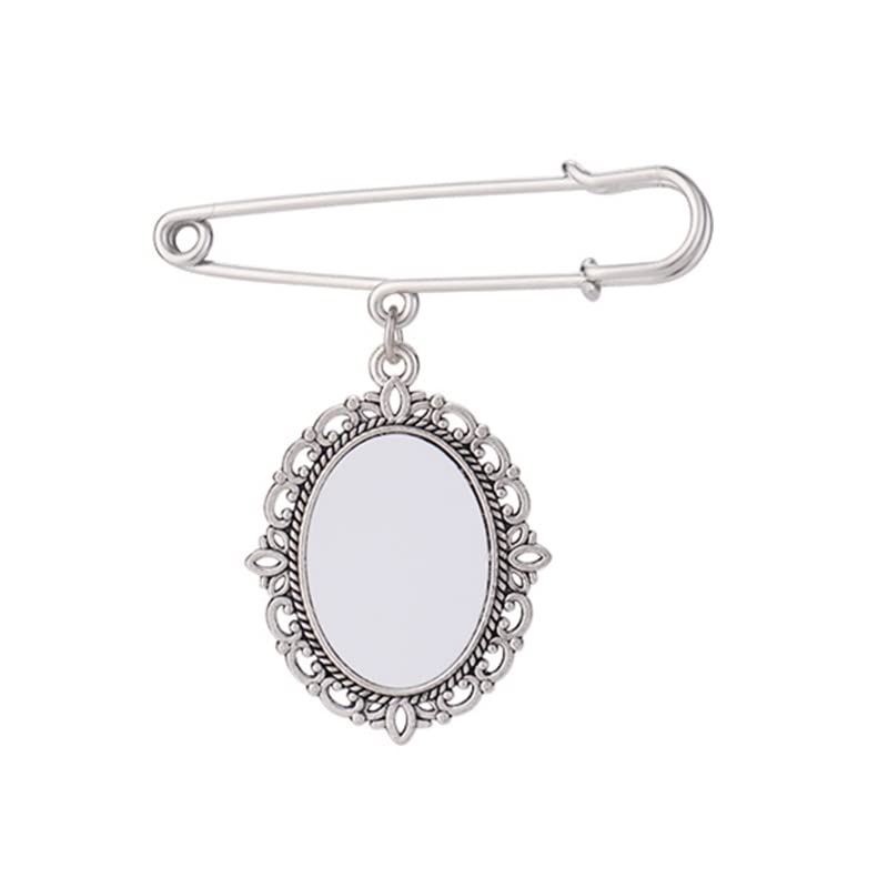 SYlive DIY Heat Transfer Brooch - Oval Aluminum Photo Frame Pendant for Wedding Charms & Lace Crafts - Perfect for Holiday Gifts, Scrapbooking & Memory Keepsakes