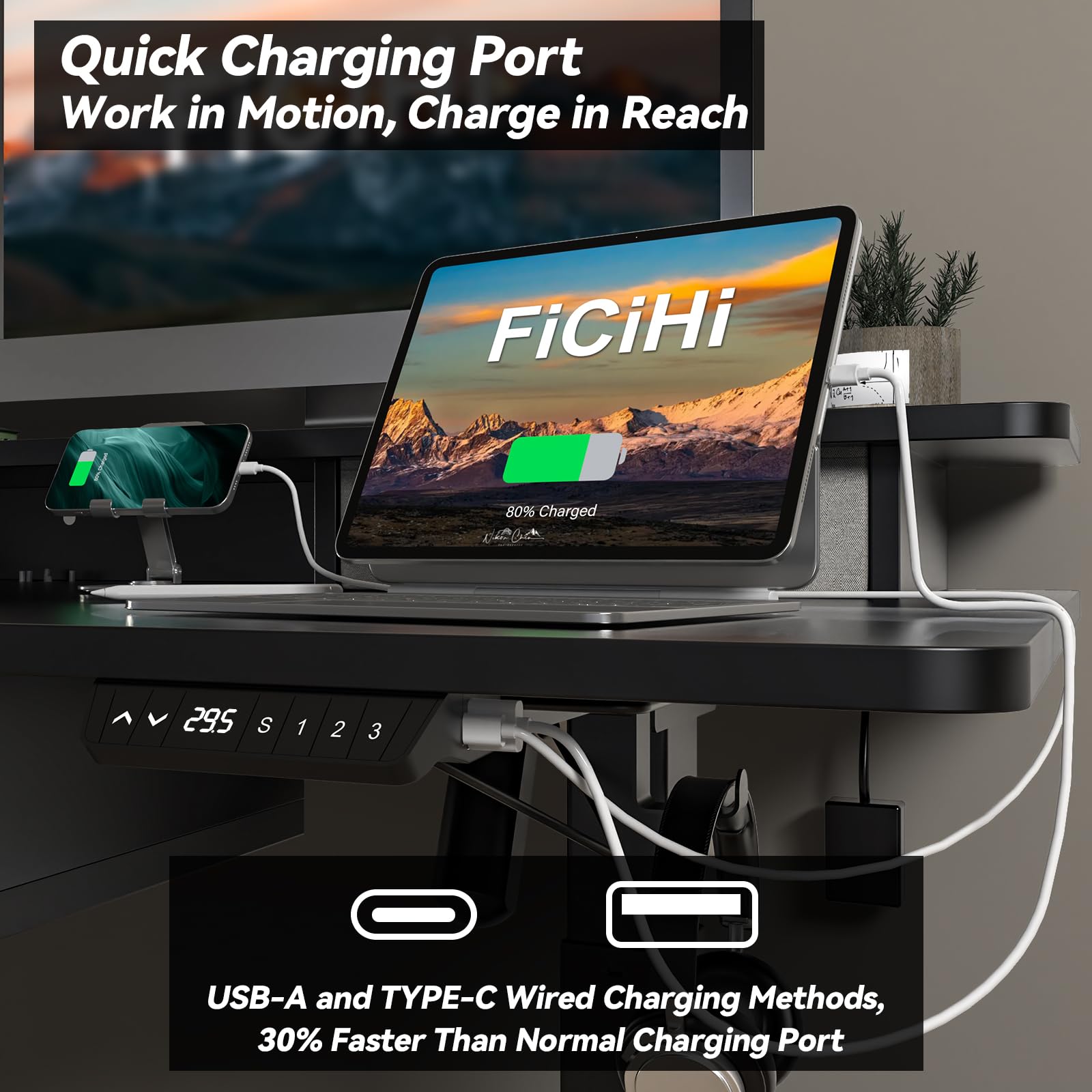Adjustable Height Electric Standing Desk with 4 Drawers & Wheels - 55 x 30 Inches Home Office Desk with 3 Memory Presets, Monitor Stand Riser & USB A/C Charging Port - Perfect for Ergonomic Workstations & Small Spaces