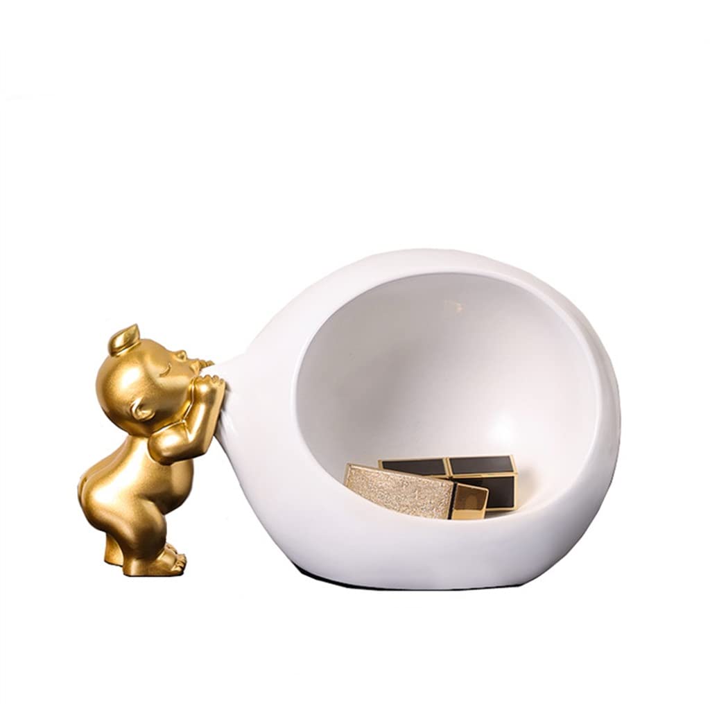 Creative Cartoon Desktop Storage Organizer - Golden Child Blowing Bubbles Key Tray for Home & Office Decor | Cute Key Holder for Jewelry, Coins, and Small Items | Perfect for Bedroom, Living Room, or Workspace Organization (Color: Gold, Size: Medium)