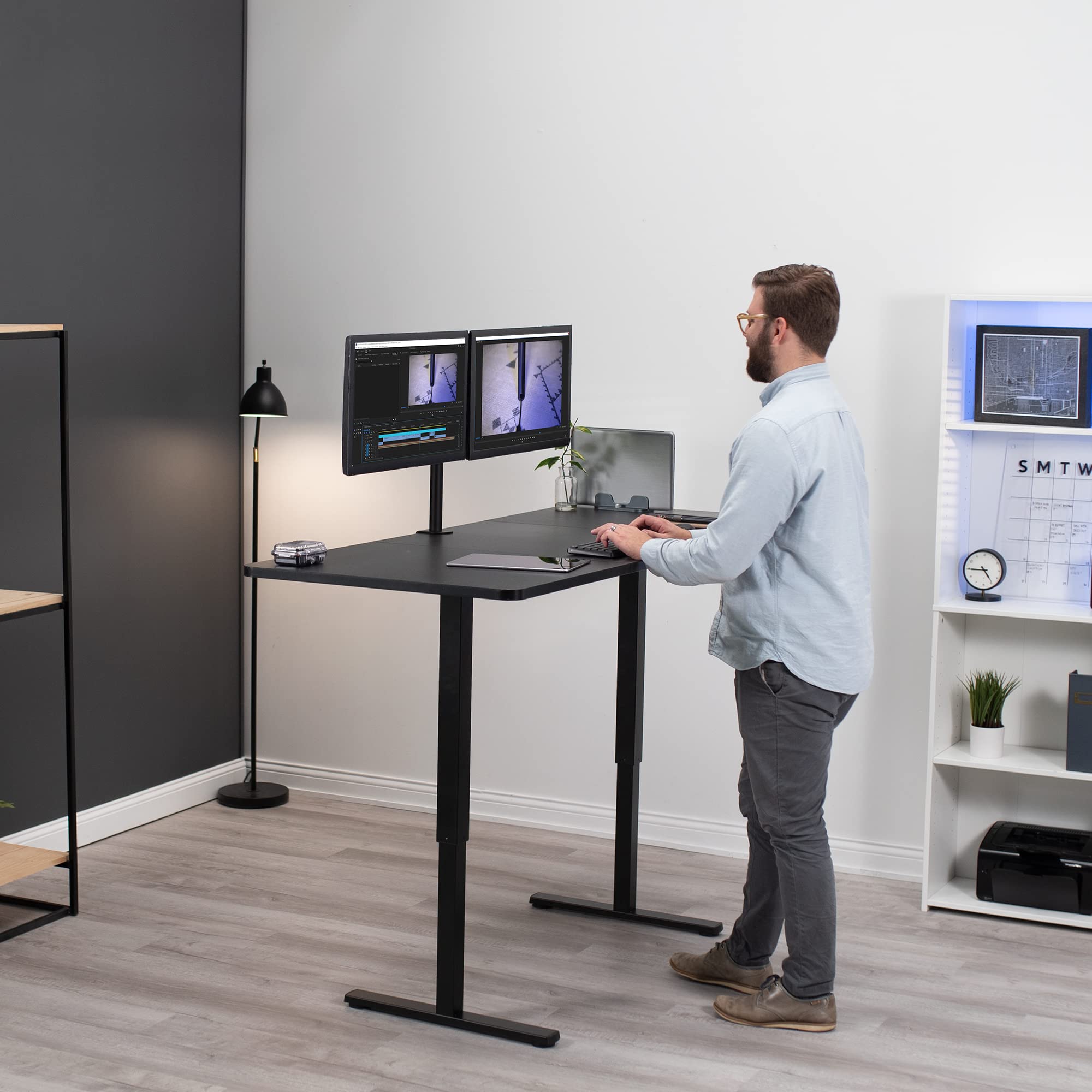 VIVO Height Adjustable Standing Desk 71 x 30 Inches, White Tabletop with Black Frame, Manual Crank Handle, Foldable Workstation - Perfect for Home Office, Study Room & Small Spaces