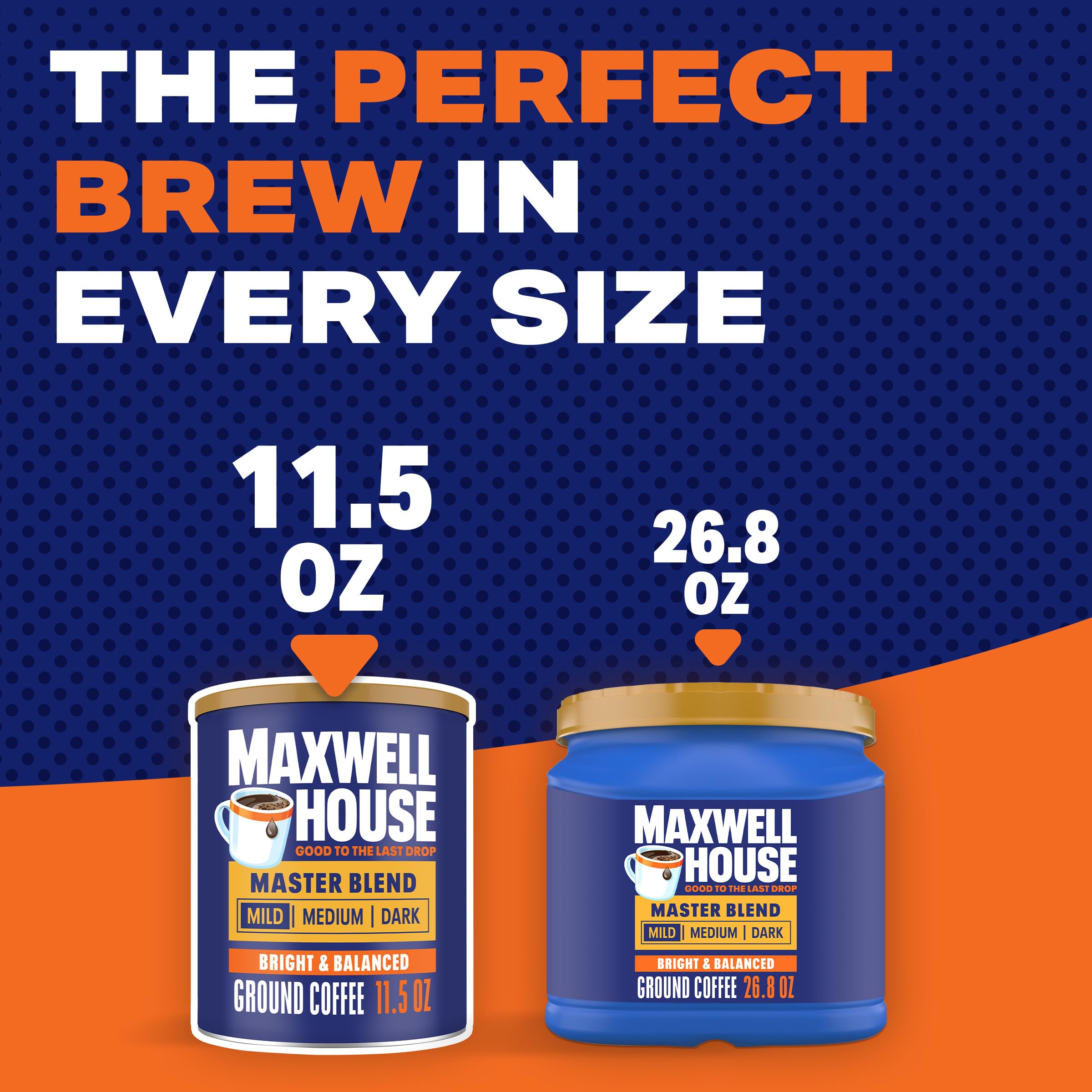 Maxwell House Master Blend Light Roast Ground Coffee - 11.5 oz Canister | Smooth & Balanced Flavor | Perfect for Morning Brew, Office Use & Camping Trips