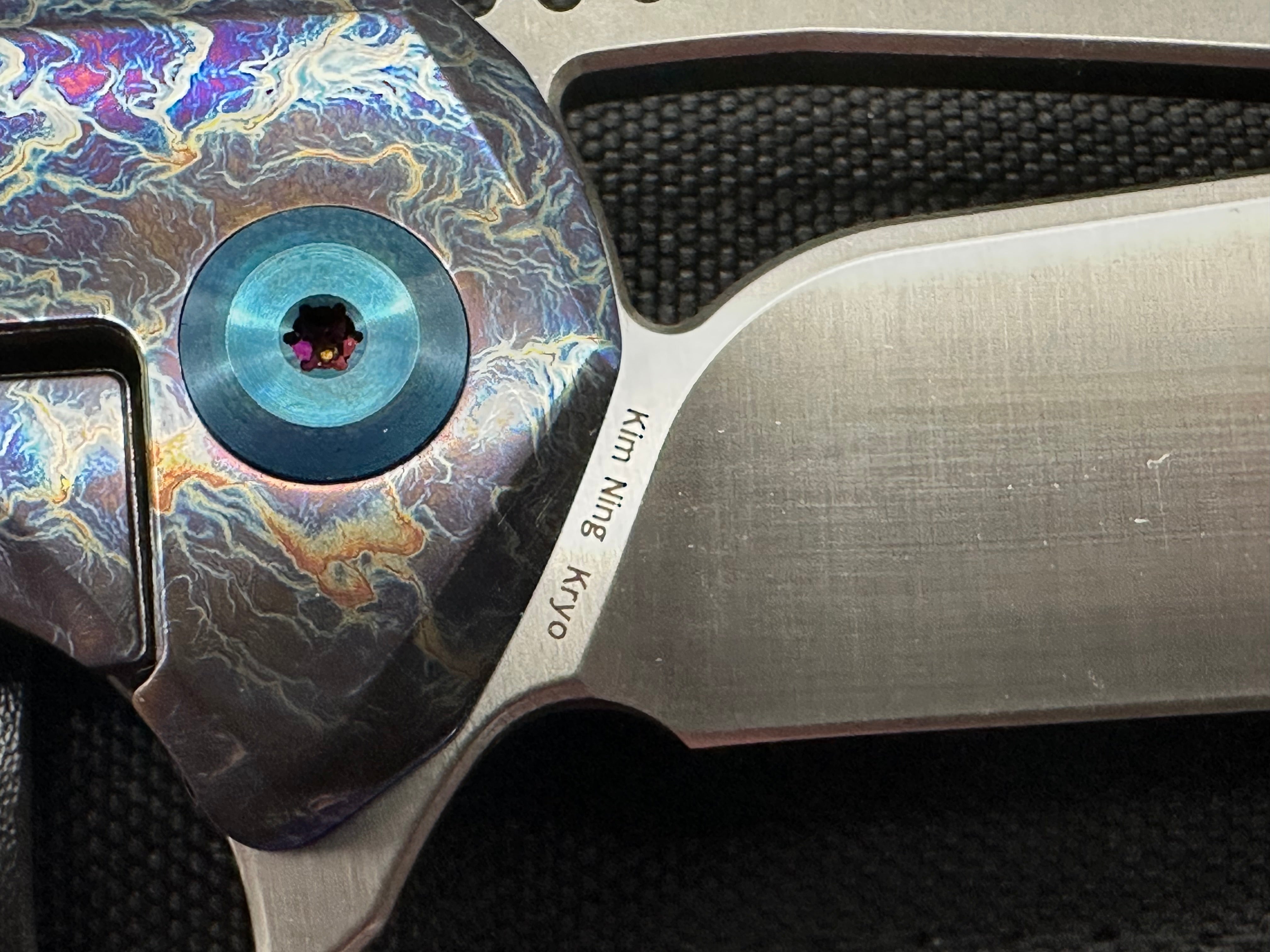 KANSEPT KRYO Lightning Strike Titanium Handle Folding Pocket Knife with S35VN Plain Edge - EDC, Outdoor Camping, Survival Gear