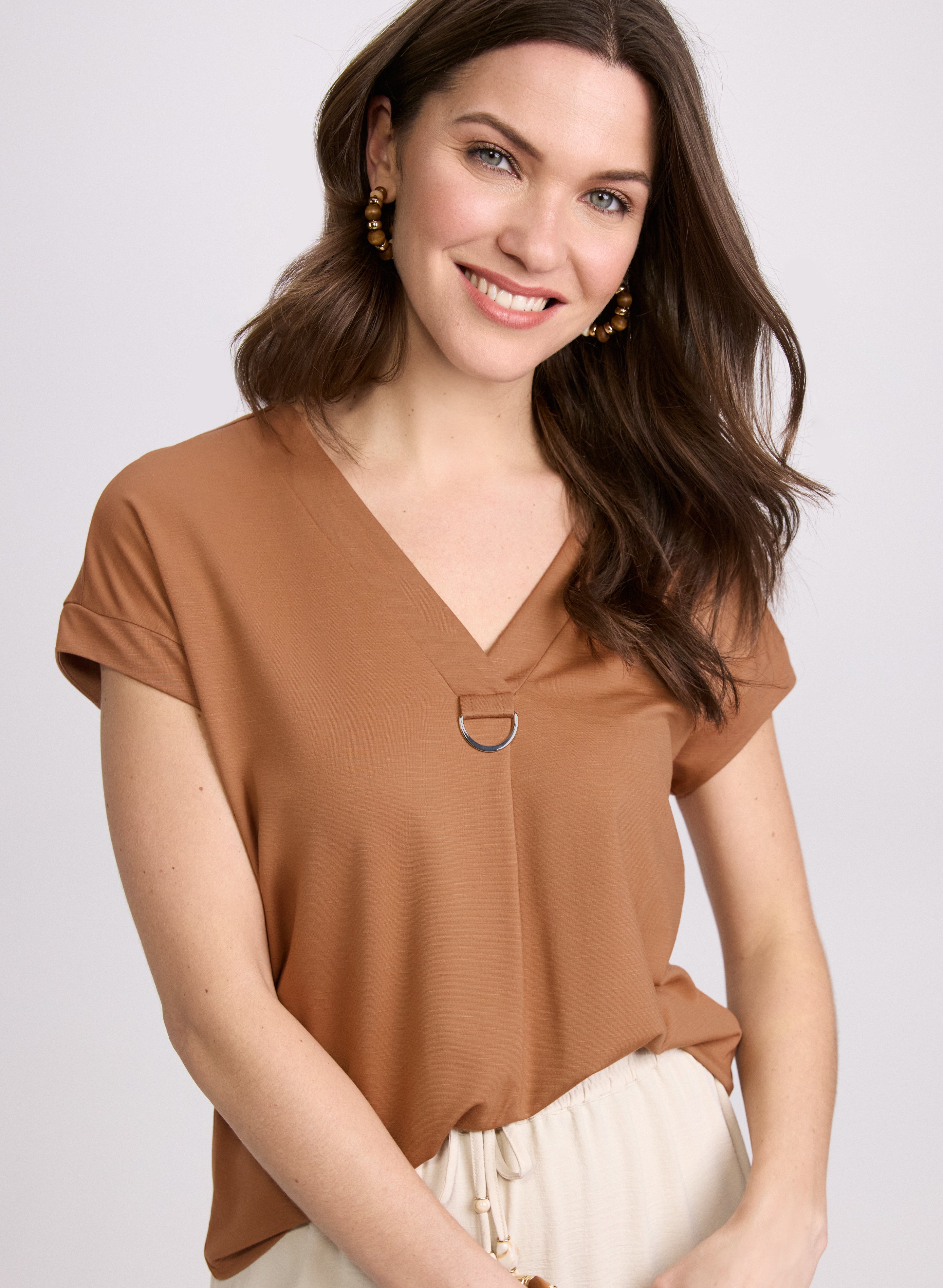 D-Ring T-Shirt for Women - Burnt Henna Print Petite Sizes 4010338 1052 295 - Casual Wear, Layering & Everyday Outfits