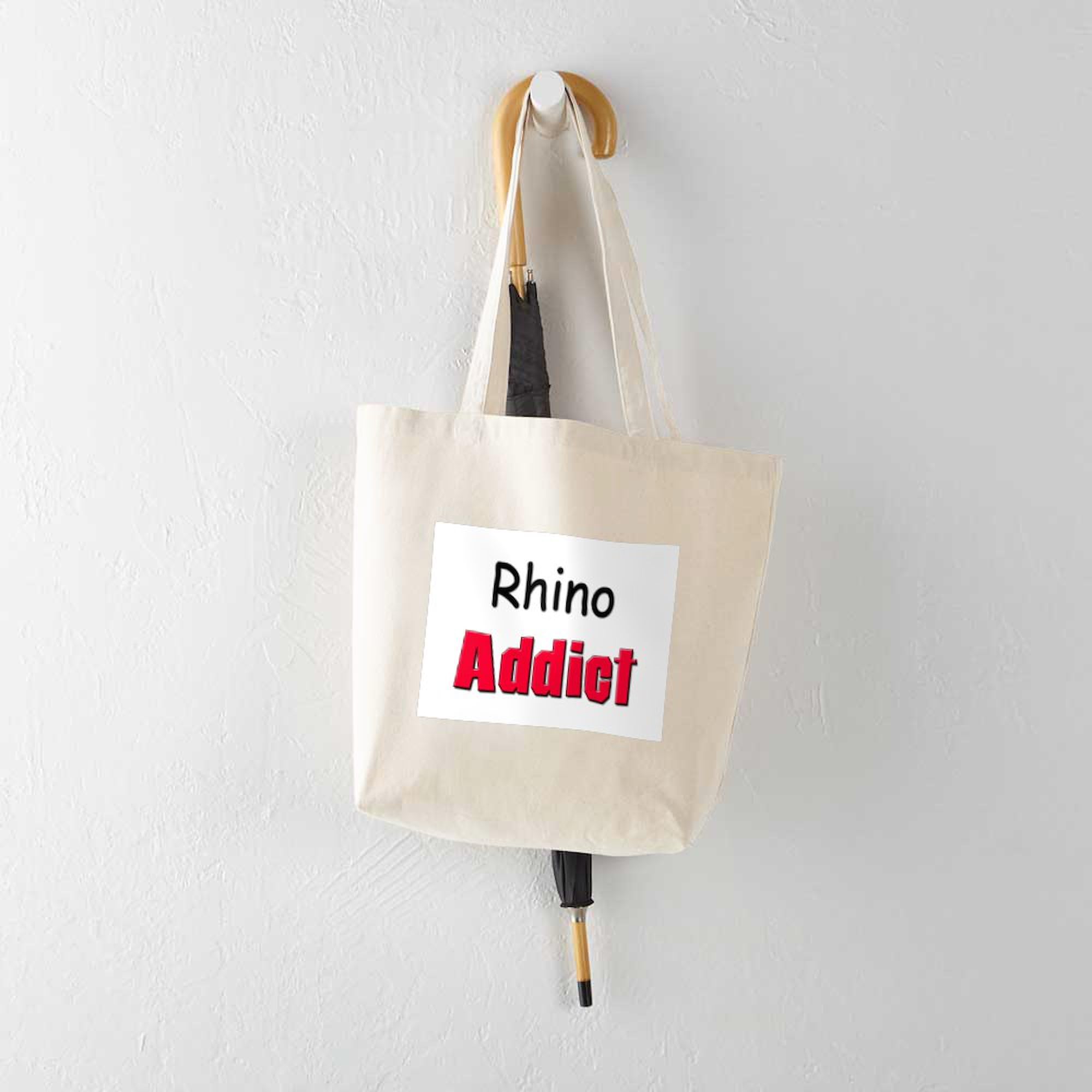 Rhino Addict Natural Canvas Tote Bag - Eco-Friendly Reusable Shopping Bag for Groceries, Beach & Daily Use | Durable Cotton Carryall for Work, School & Travel
