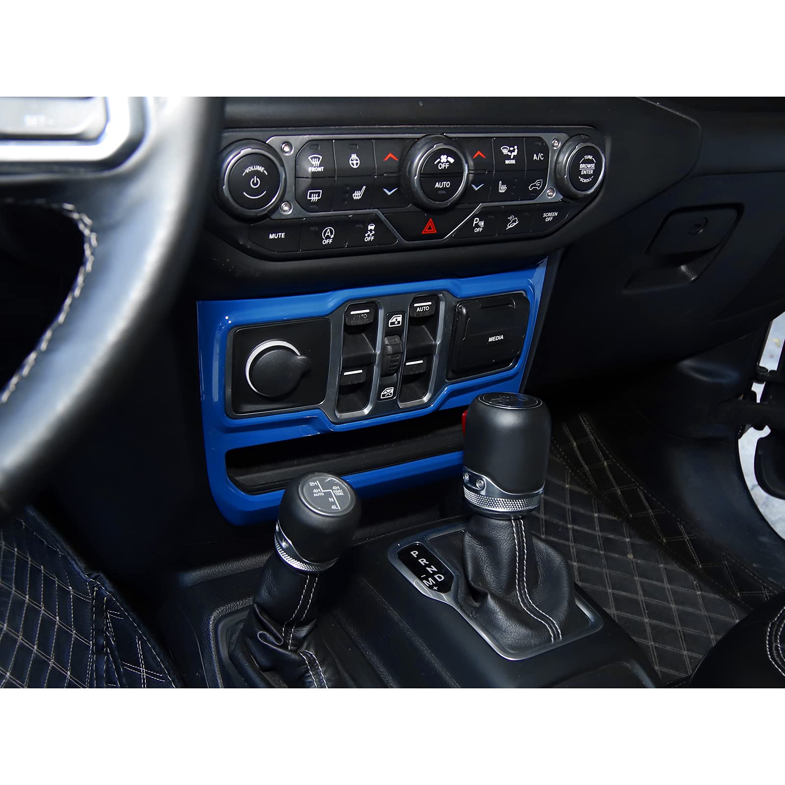 JeCar Blue Center Console Window Control Panel Trim Cover for 2018-2024 Jeep Wrangler JL JLU & Gladiator JT - Interior Accessories Upgrade for Enhanced Style & Protection - Perfect for Off-Roading & Daily Driving
