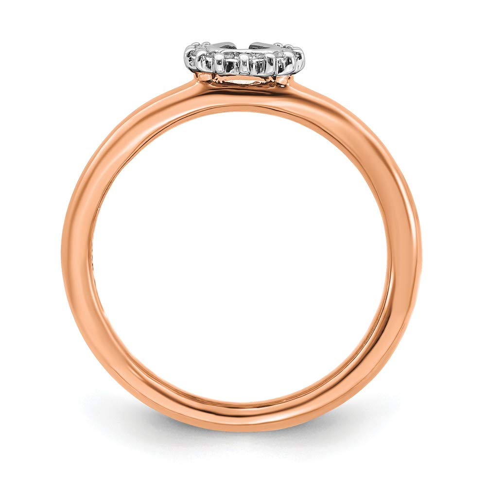 925 Sterling Silver Stackable Pink-Plated Diamond Horseshoe Ring Eternity Band (0.07 cttw) - Perfect for Gifts, Birthdays, Anniversaries & Everyday Fashion Jewelry