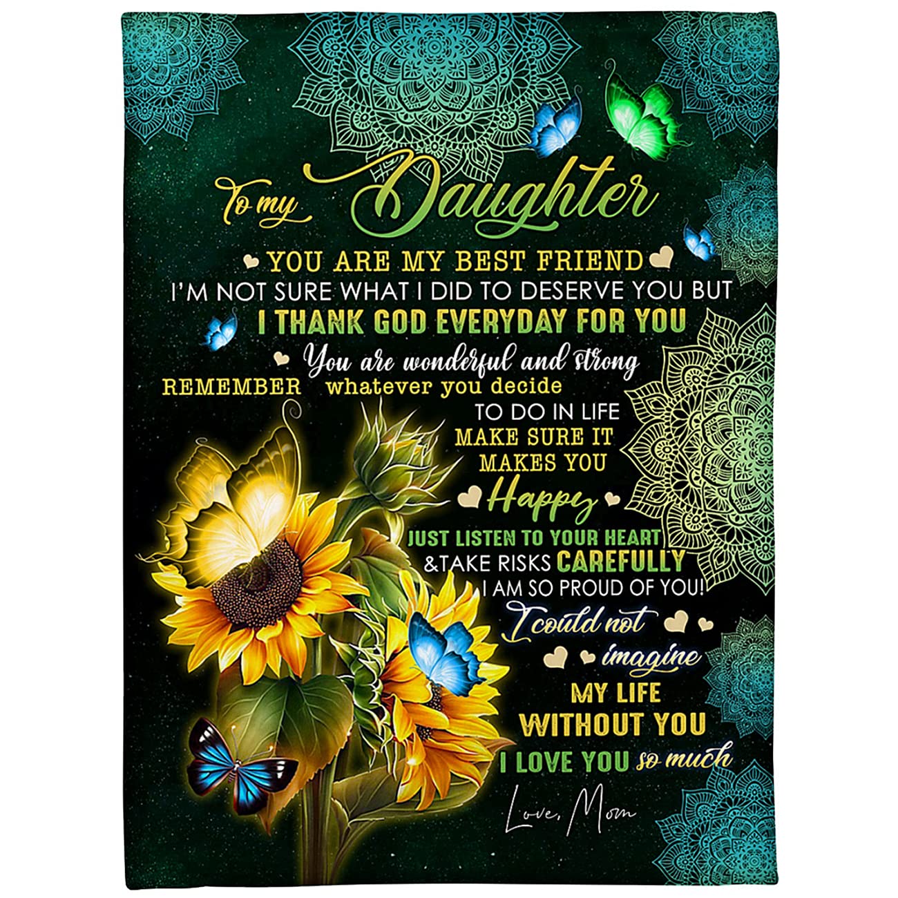 Cozy Sherpa Fleece Blankets for Mom & Daughter - Personalized Custom 3D Print Blanket, Picnic & Sofa Bed Throw - Best Gift for Women, Men, Couples | Perfect for Family Movie Nights, Camping & Home Decor