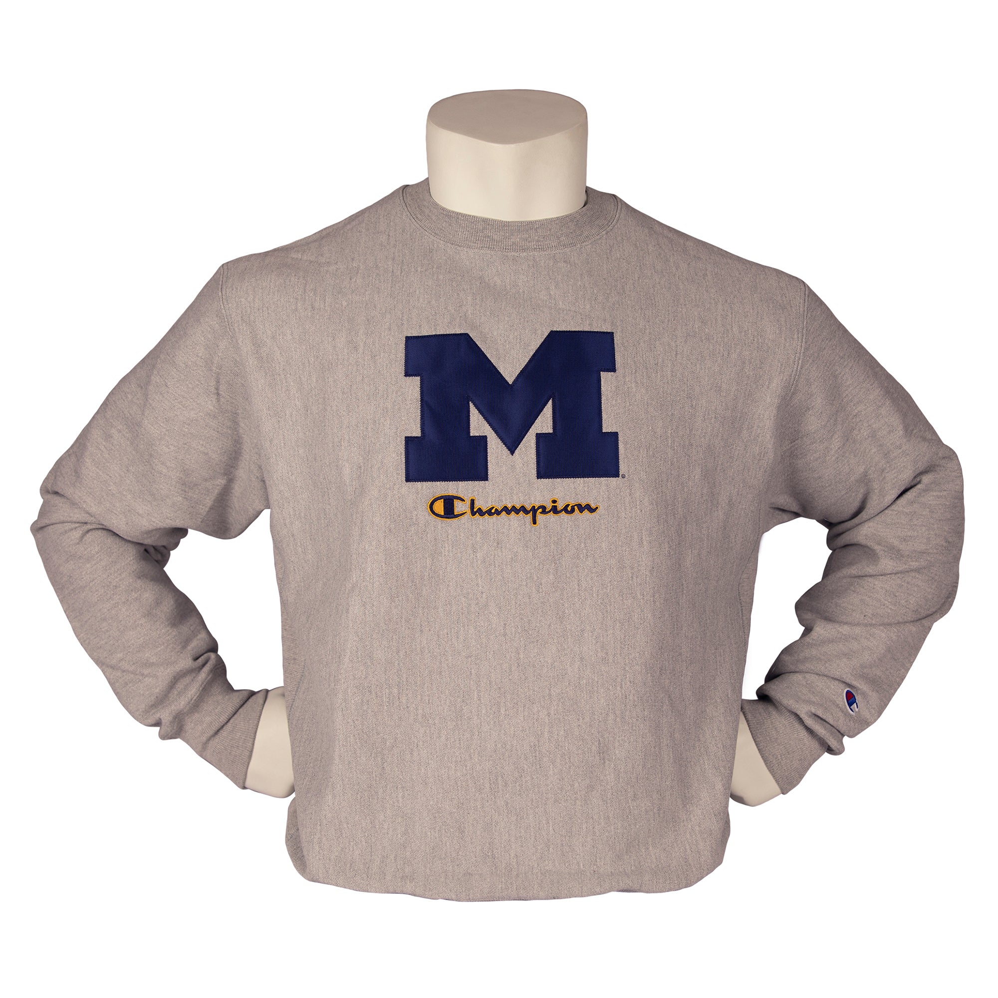 Champion University of Michigan Reverse Weave Men's Crewneck Sweatshirt - Comfortable College Apparel for Casual Wear & Game Day Outfits
