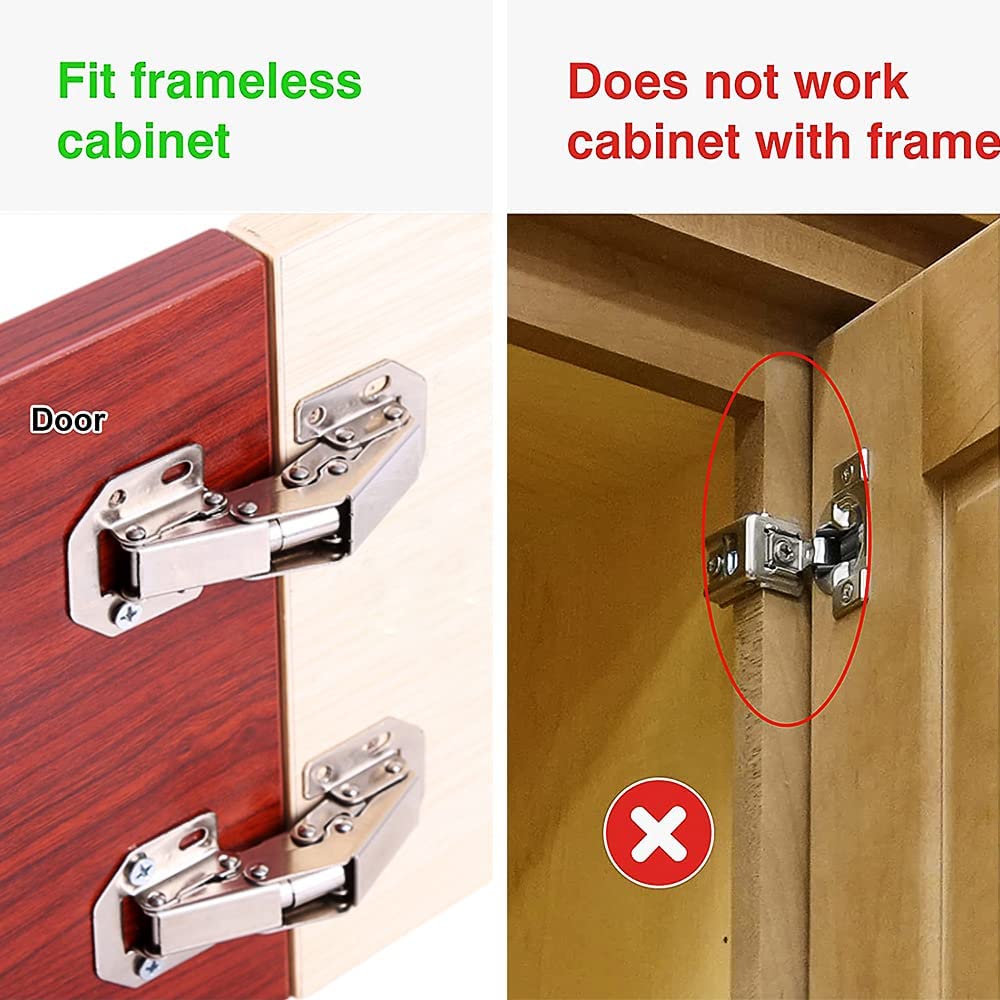 8-Pack Frameless Concealed Cabinet Hinges - Soft Close Hidden Hinges for Flush Mount Cabinet Doors | Perfect for Kitchen Cabinets, Wardrobes & Furniture Installation