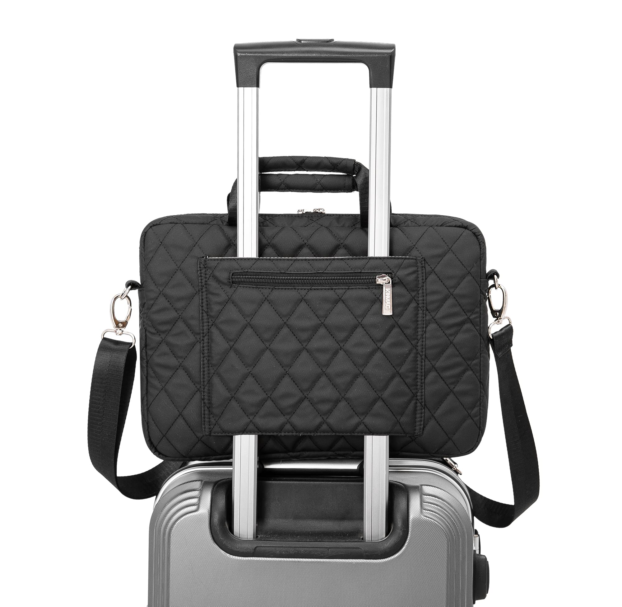 Kinmac 360° Padded Laptop Shoulder Bag for 15.6-16 Inch Laptops - Compatible with LG Gram 16 & Other Ultrabooks (Black) - Perfect for Work, Travel & College Commutes