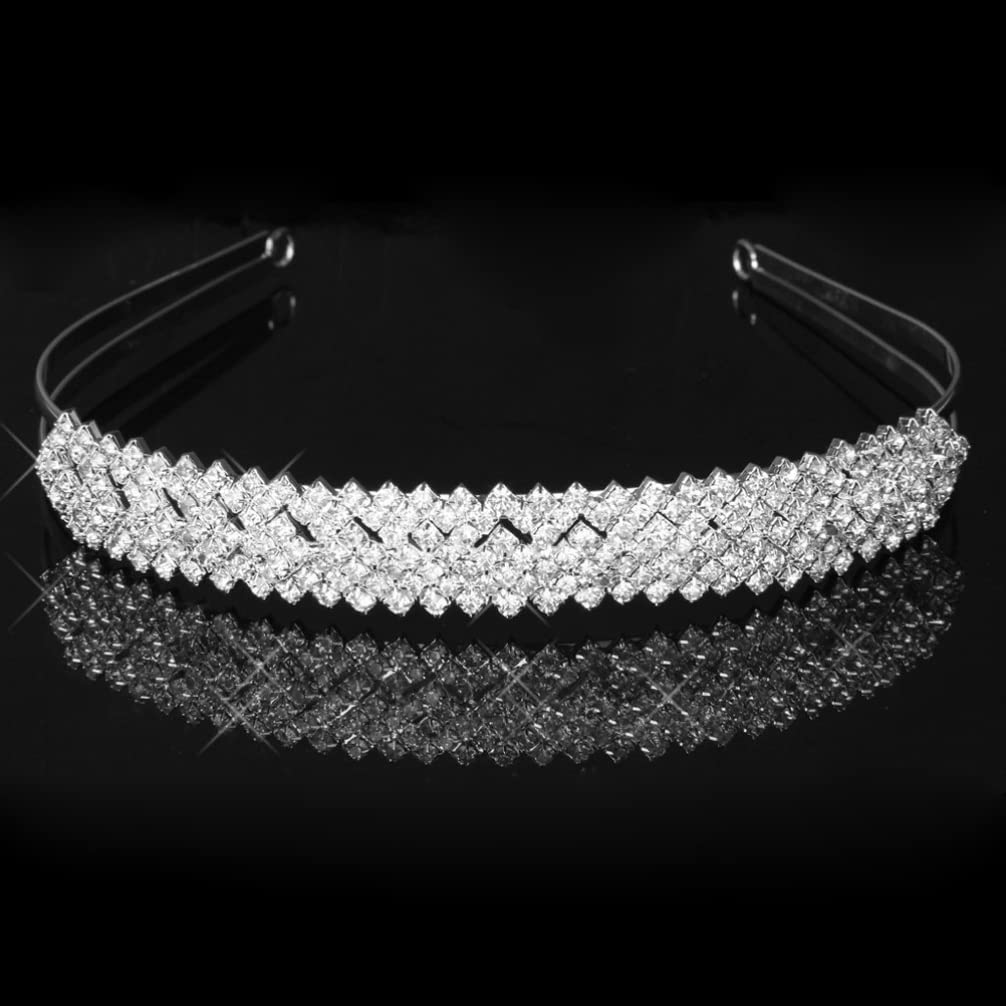 Sparkling Rhinestone Hair Barrettes & Headbands for Women - Elegant Bridal Hair Accessories, Crystal Tiara, Bedazzled Hairband for Weddings, Parties & Special Occasions