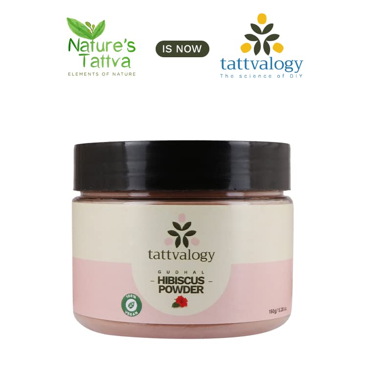 Tattvalogy Pure Herbal Hibiscus Powder with Eclipta Alba - Natural Skin & Hair Nourishment Treatment | Chemical-Free, Preservative-Free | DIY Hair Mask for Spa & Scalp Care | 150g Plastic Jar for Home & Professional Use