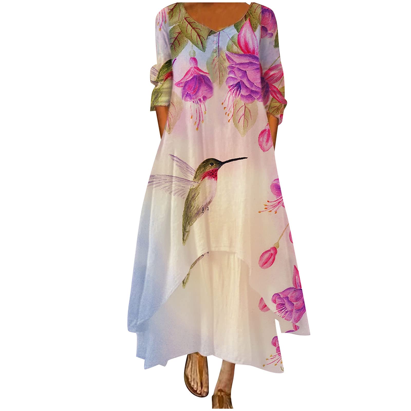 Plus Size Hawaiian Sun Dresses for Women - Floral Loose Long Maxi Dress | Oversized Bohemian Summer Caftan | Beach Cover Up & Vacation Outfit