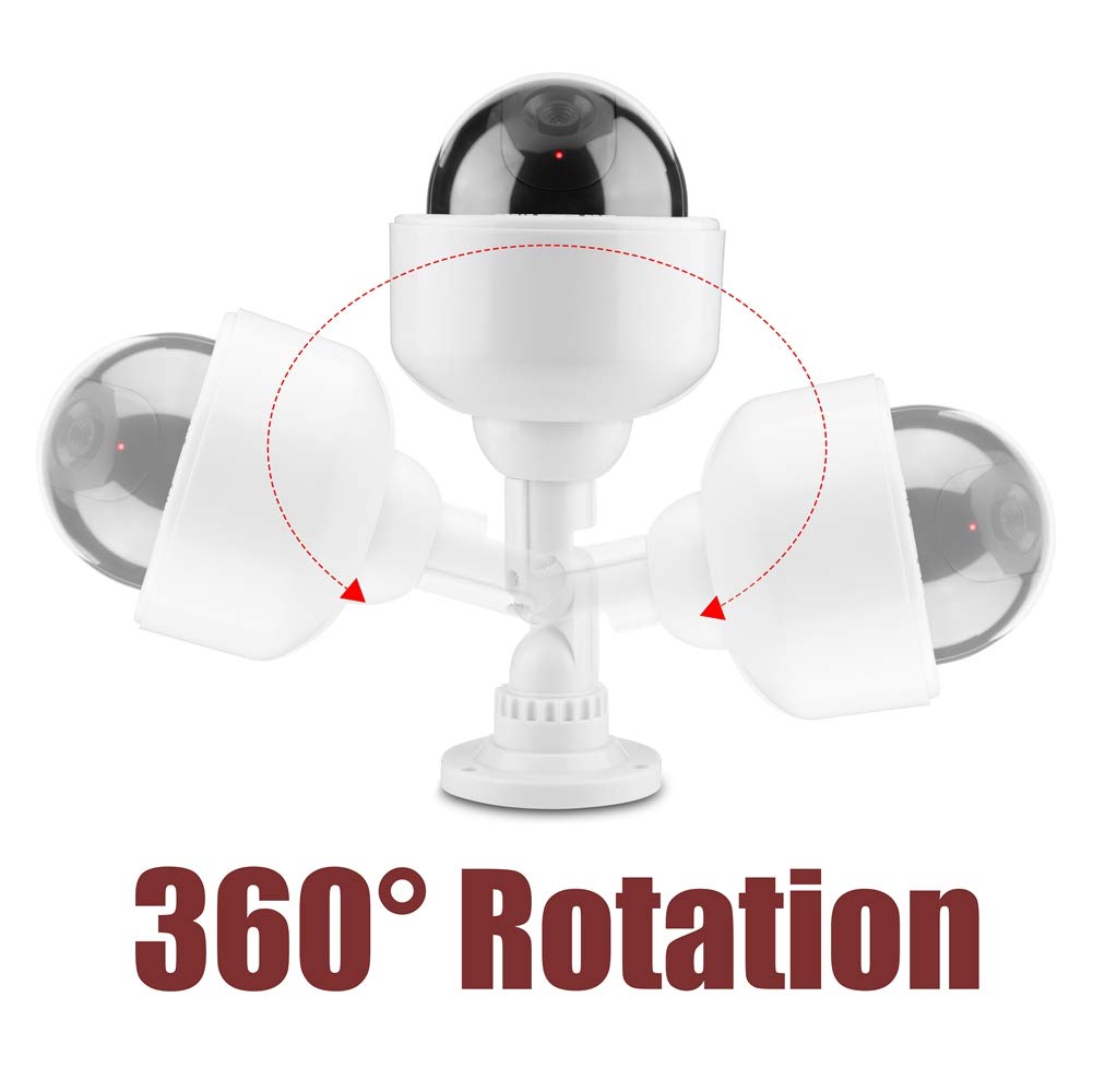 Tosuny Fake Security Camera with Blinking LED - Indoor/Outdoor Waterproof Dummy Dome CCTV Surveillance Camera, 360° Rotation | Home & Business Deterrent for Theft Prevention