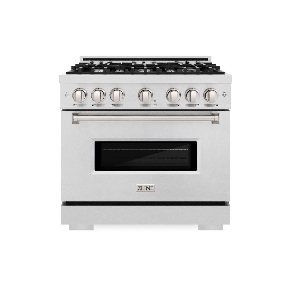 ZLINE 36 Inch 5.2 Cu. Ft. Classic Dual Fuel Range - 6 Burner Gas Cooktop & Electric Convection Oven in Satin Stainless Steel (CDRS 36) | Professional Kitchen Appliance for Home Chefs & Cooking Enthusiasts